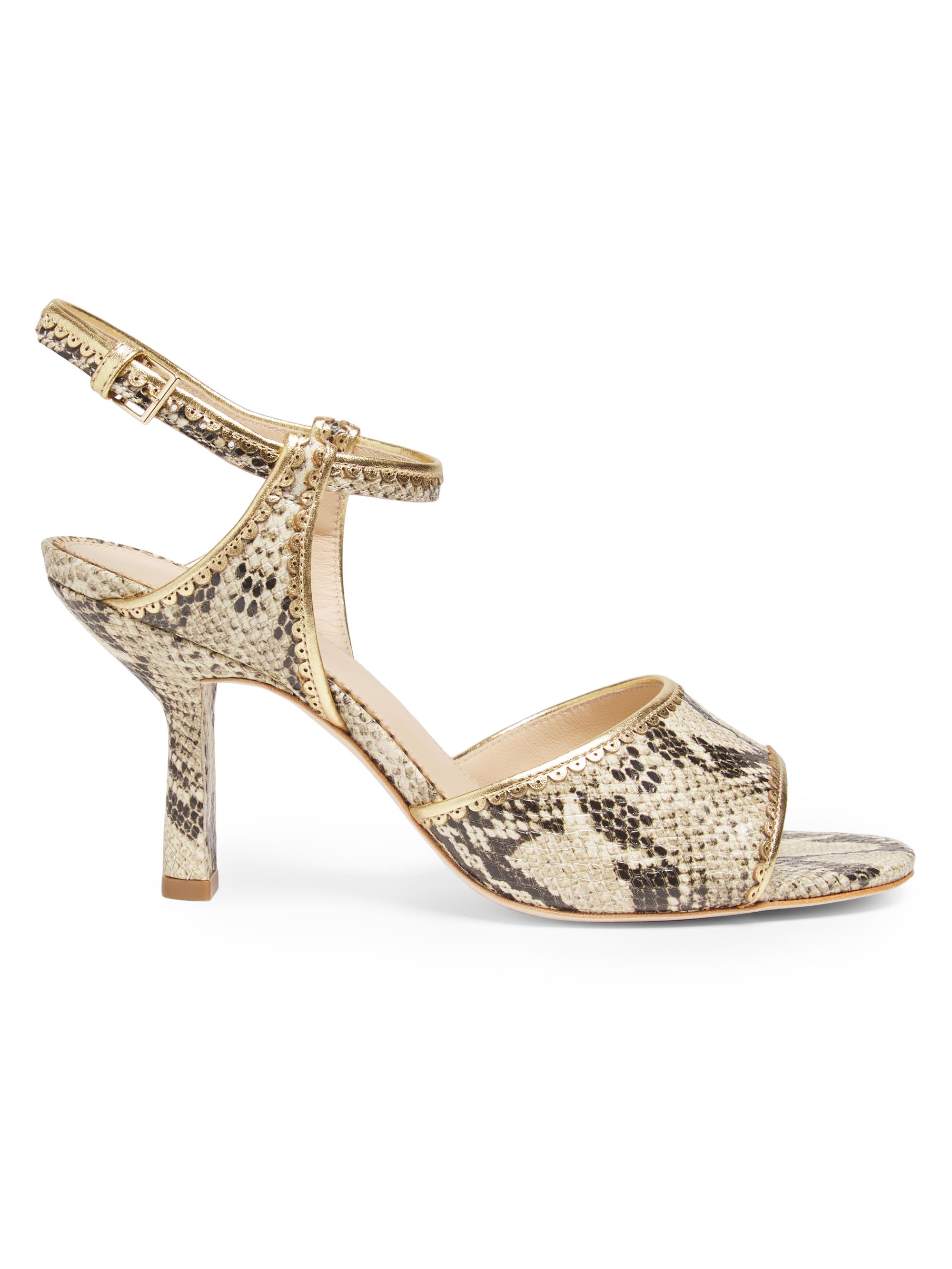 CINQ A SEPT Women's Rebecca 75MM Leather Sandals - Natural Multi Gold