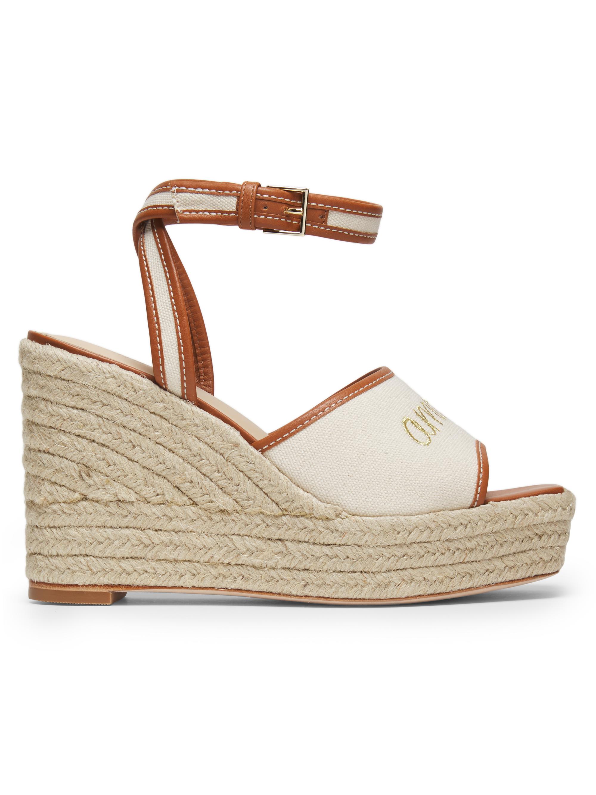 CINQ A SEPT Women's Jesse 115MM Canvas Espadrille Platform Wedge Sandals - Natural Cognac
