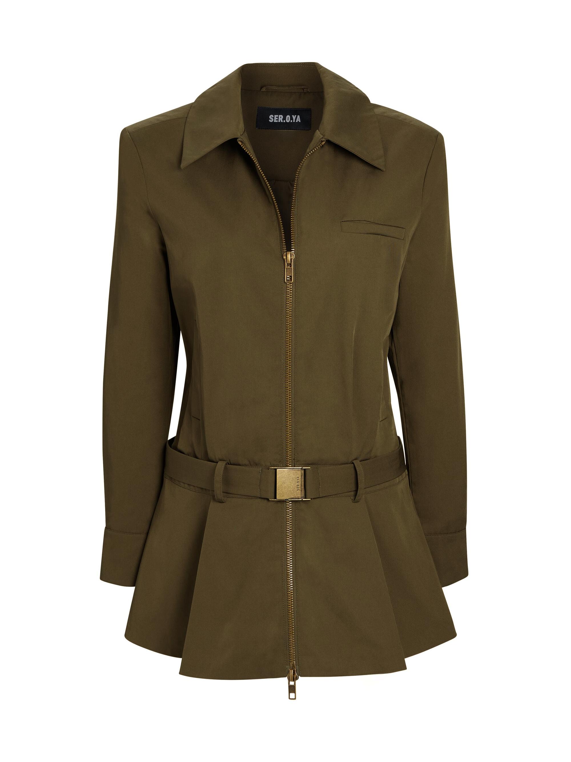 Ser.o.ya Women's Sanders Twill Bomber Jacket Dress - Hunter Green