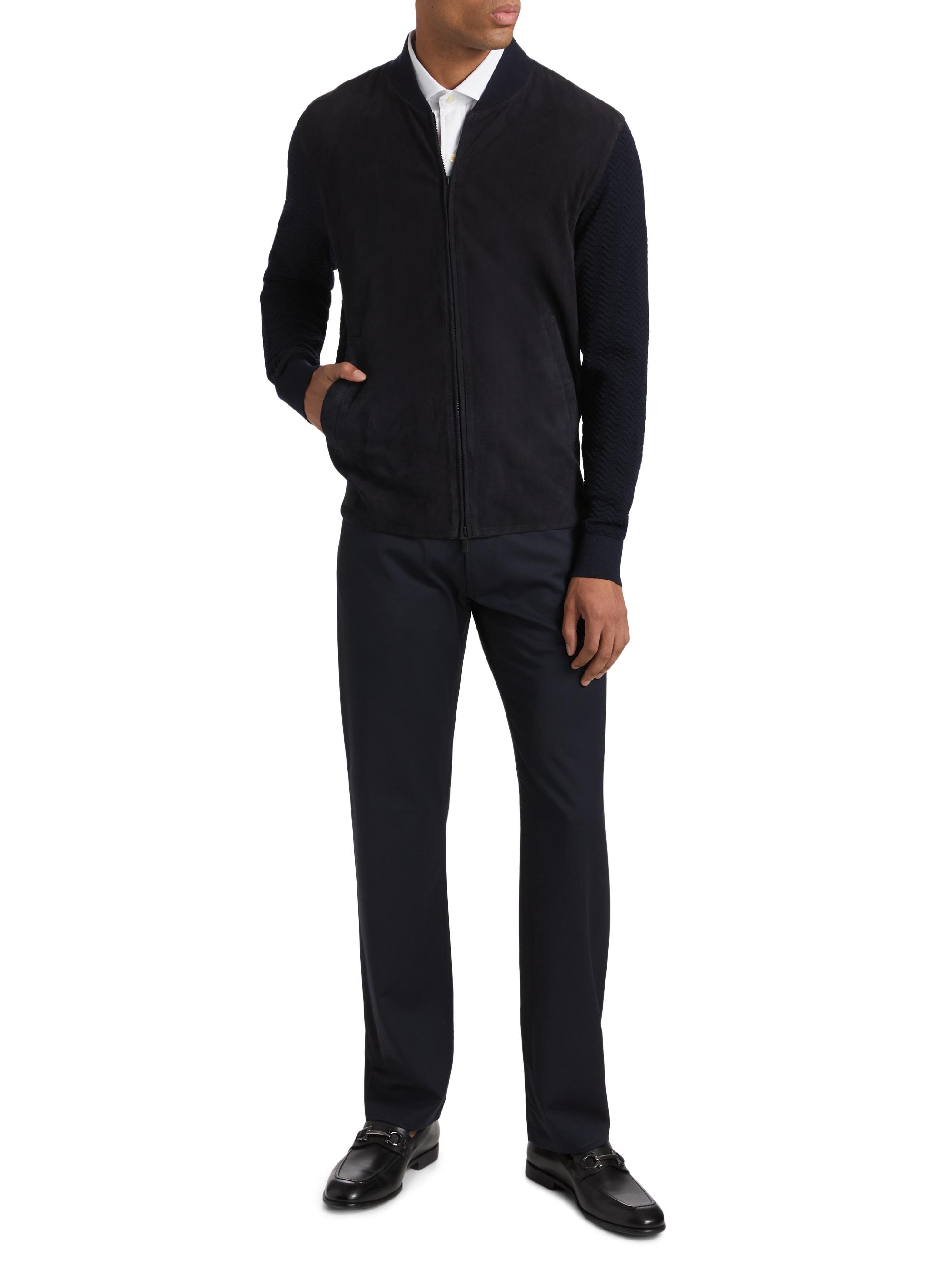 Giorgio Armani Suede Knit Full-Zip Jacket | Saks Fifth Avenue