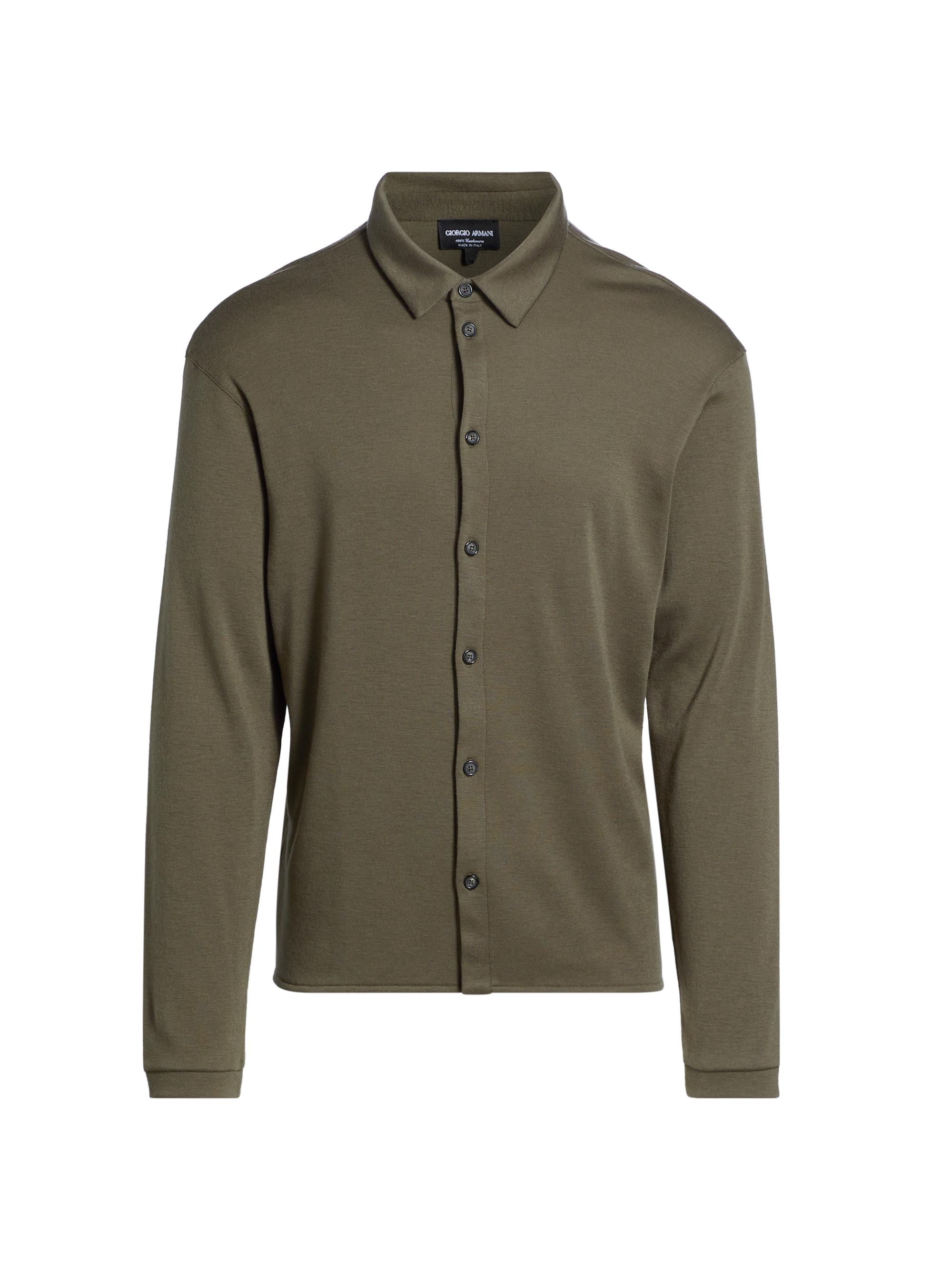 Giorgio Armani Men's Button-Front Cashmere Shirt - Green