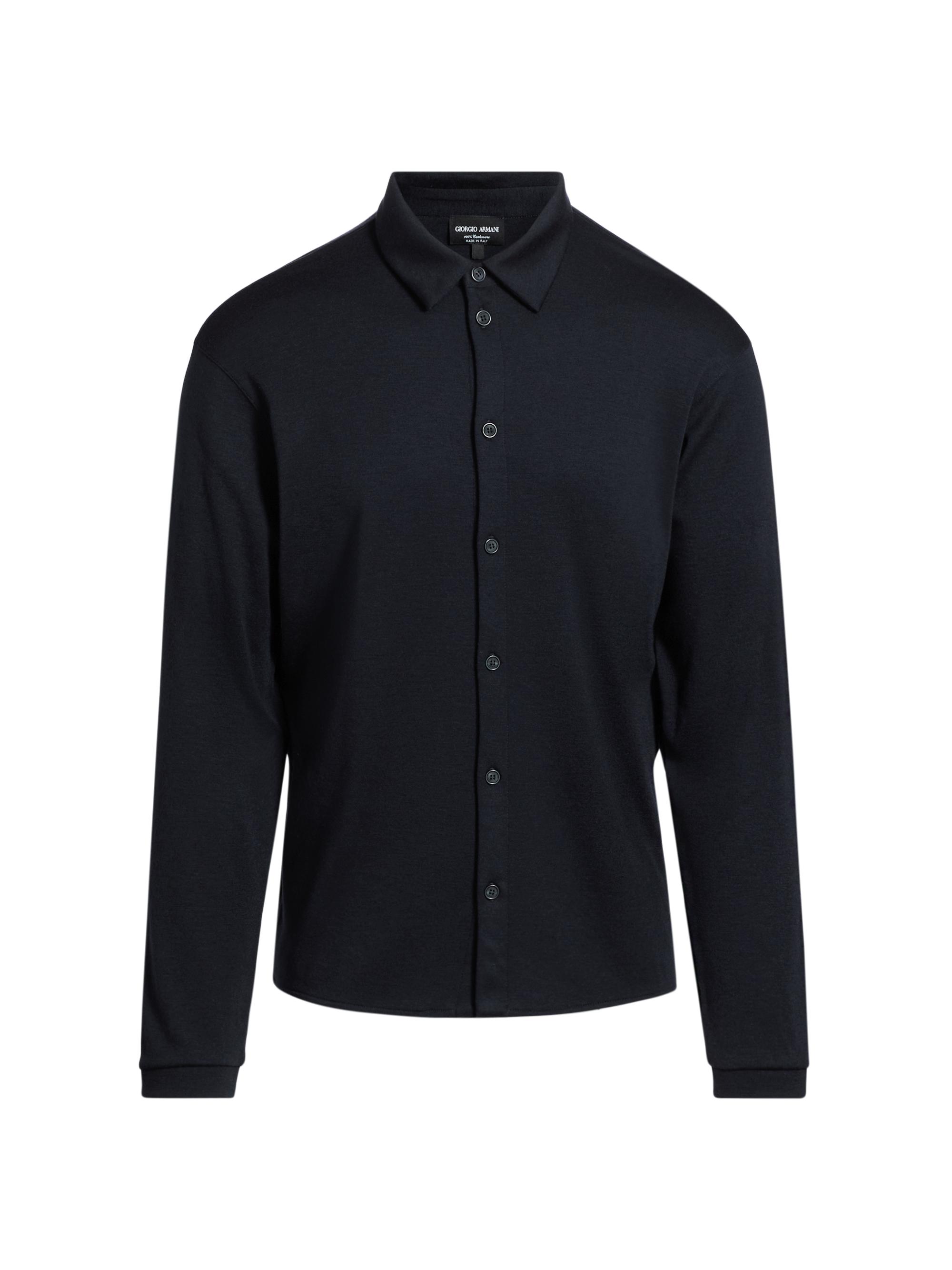 Giorgio Armani Men's Button-Front Cashmere Shirt - Navy - Men's Clothing