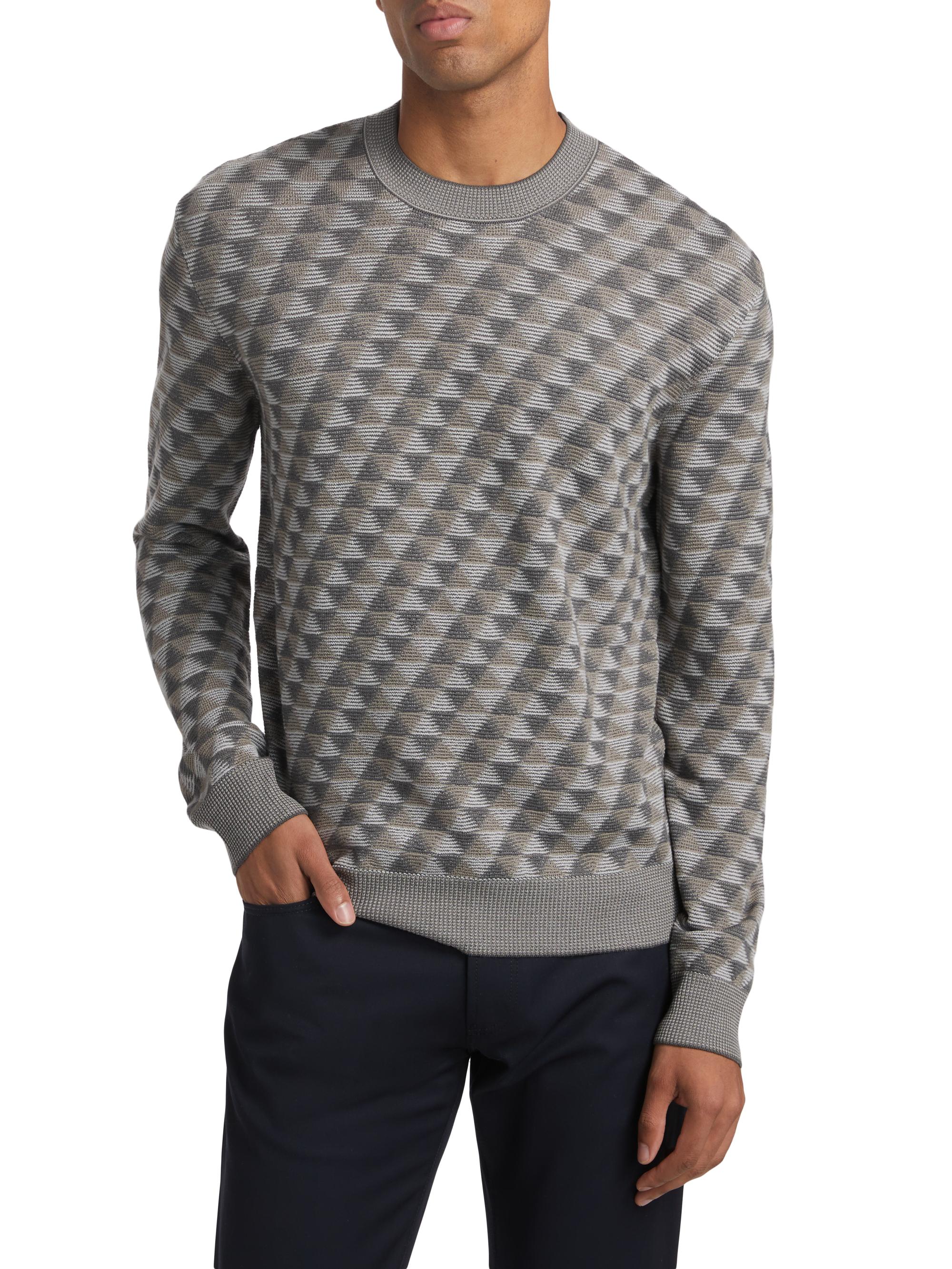 Giorgio Armani Geo Print Crewneck Sweater | Saks Fifth Avenue