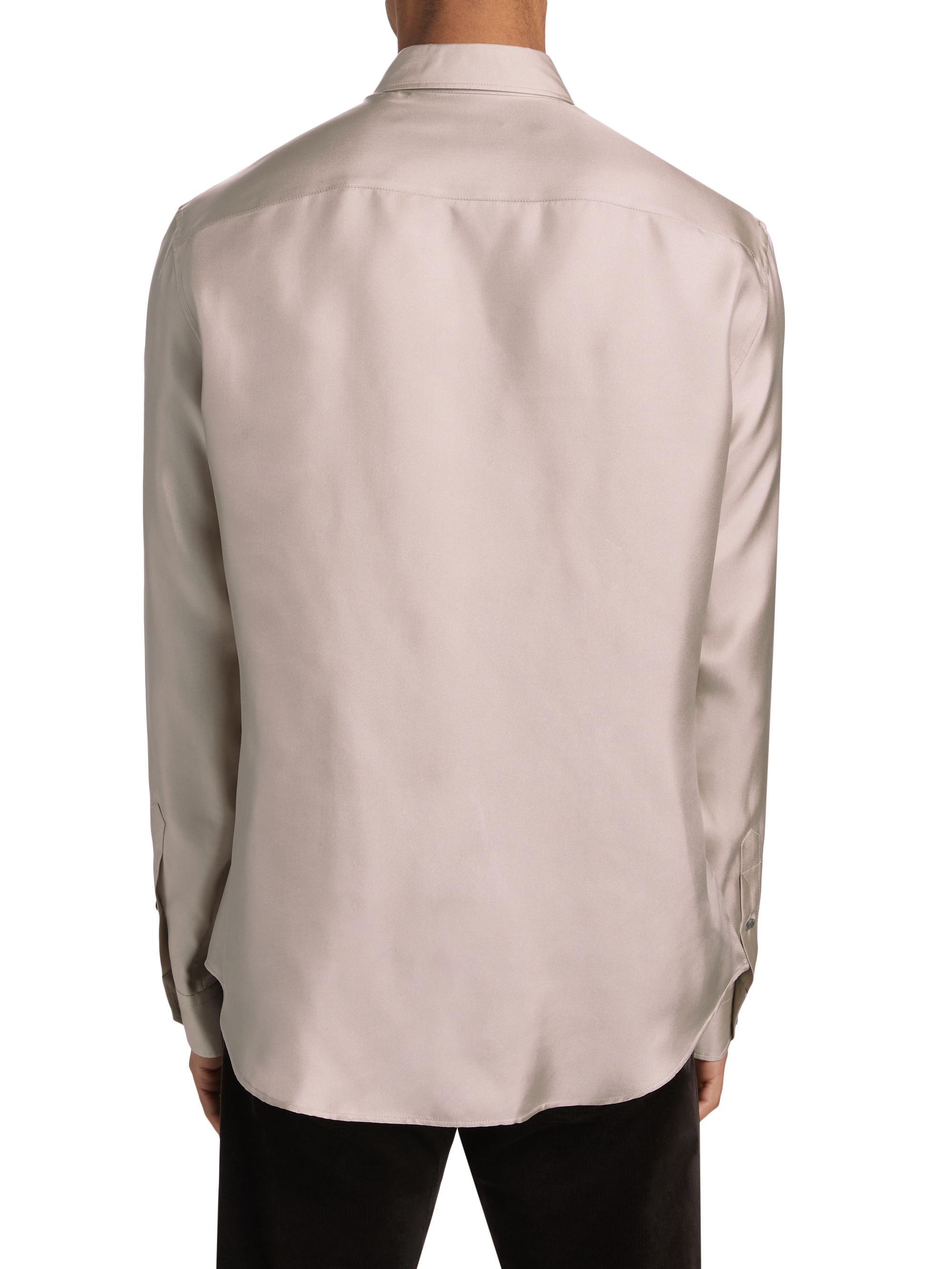 Giorgio Armani Mr. Armani Long-Sleeve Silk Shirt | Saks Fifth Avenue