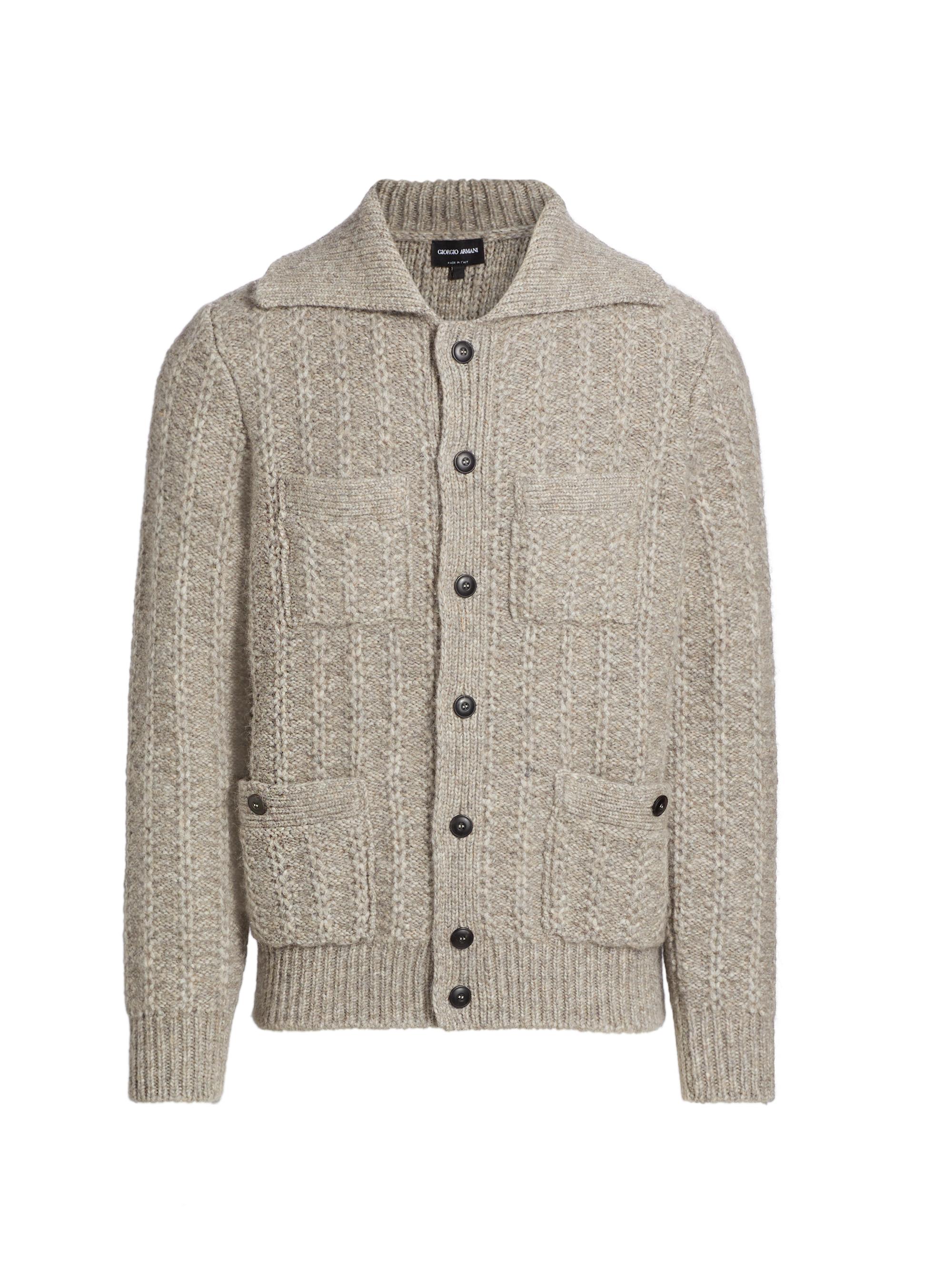 Giorgio Armani Men's Knit Button-Front Jacket Cardigan - Tan