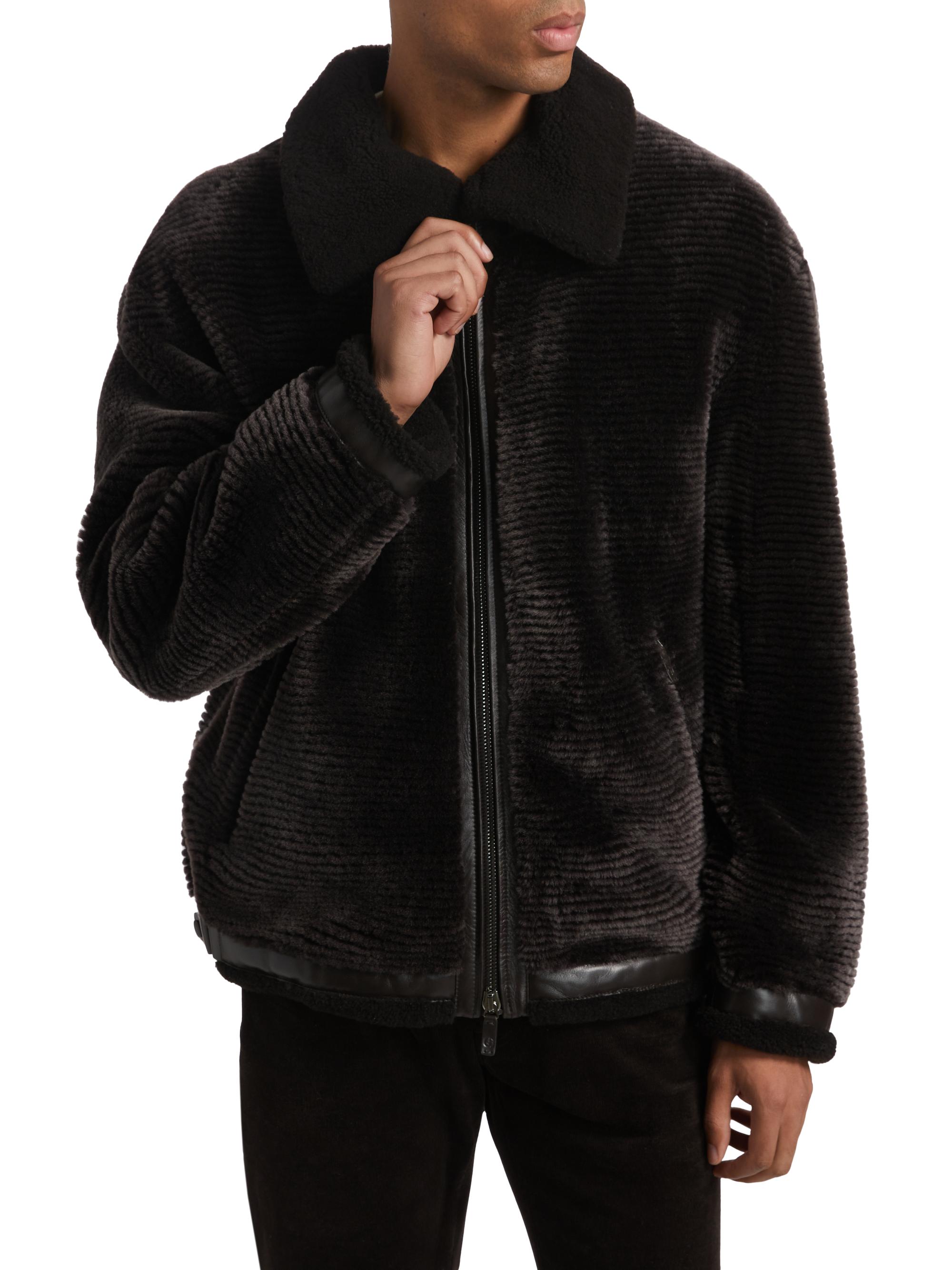 Giorgio Armani Zip-Up Shearling Jacket | Saks Fifth Avenue