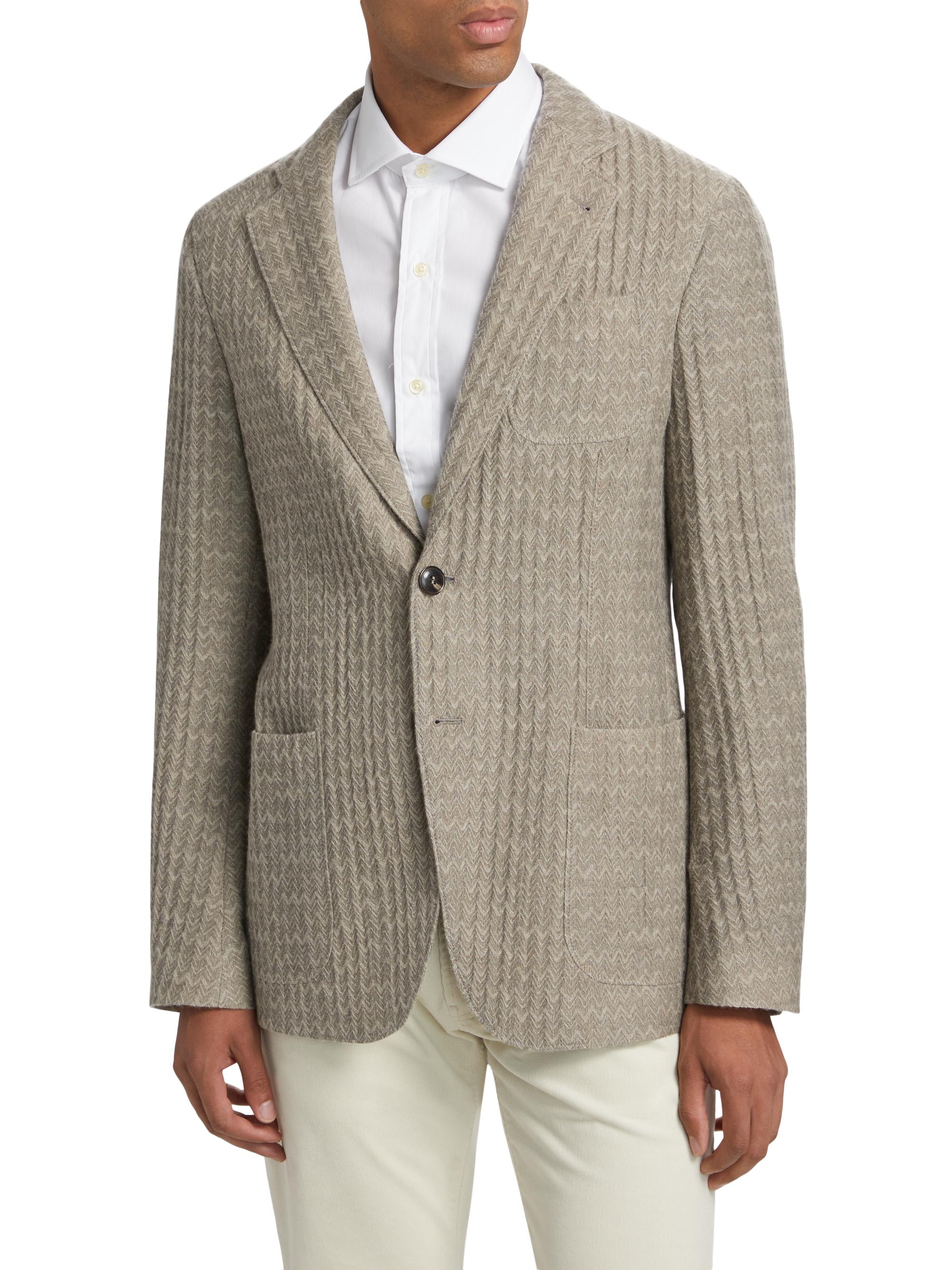 Giorgio Armani Chevron Cashmere-Silk Upton Jacket | Saks Fifth Avenue