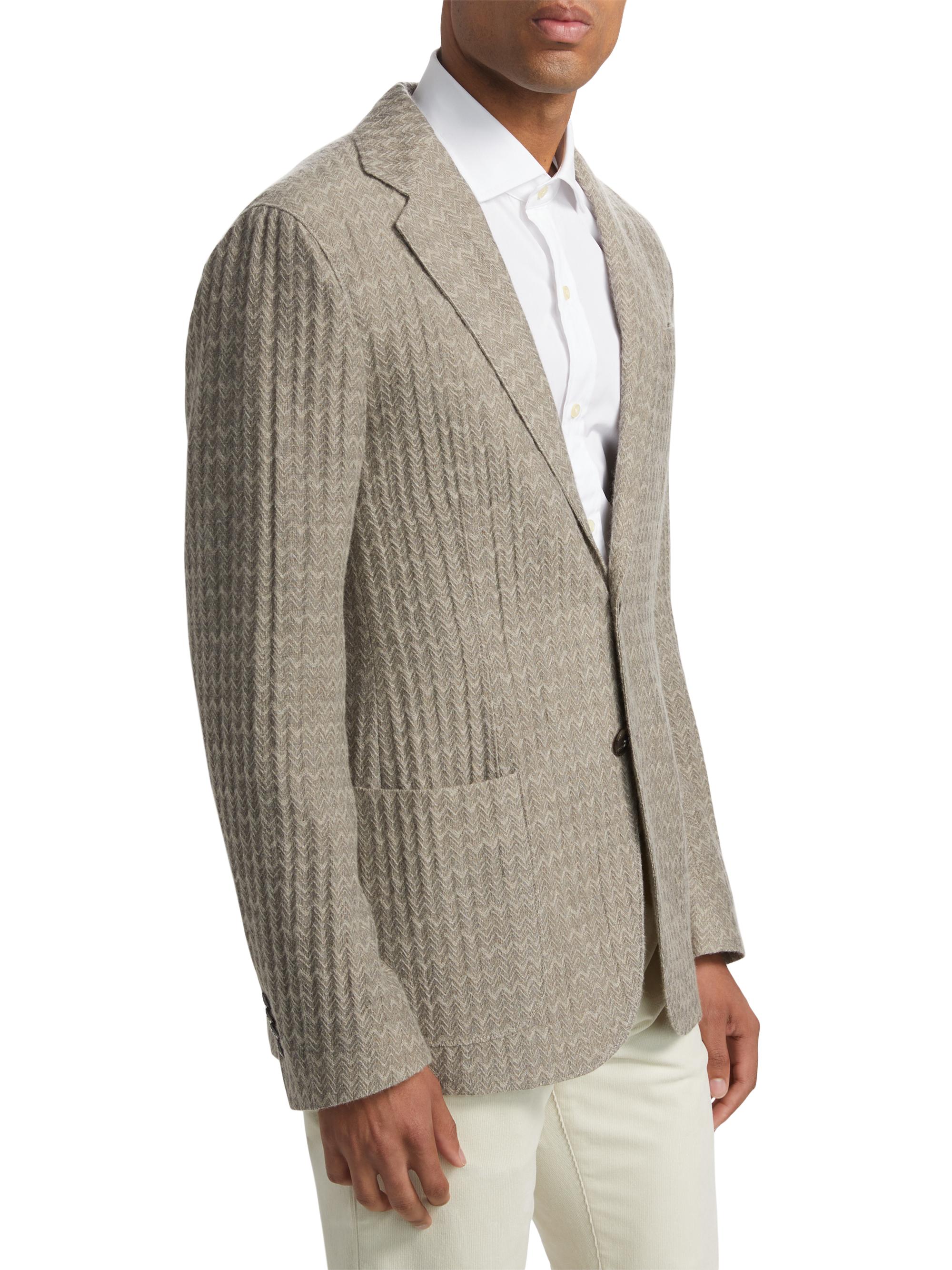 Giorgio Armani Chevron Cashmere-Silk Upton Jacket | Saks Fifth Avenue
