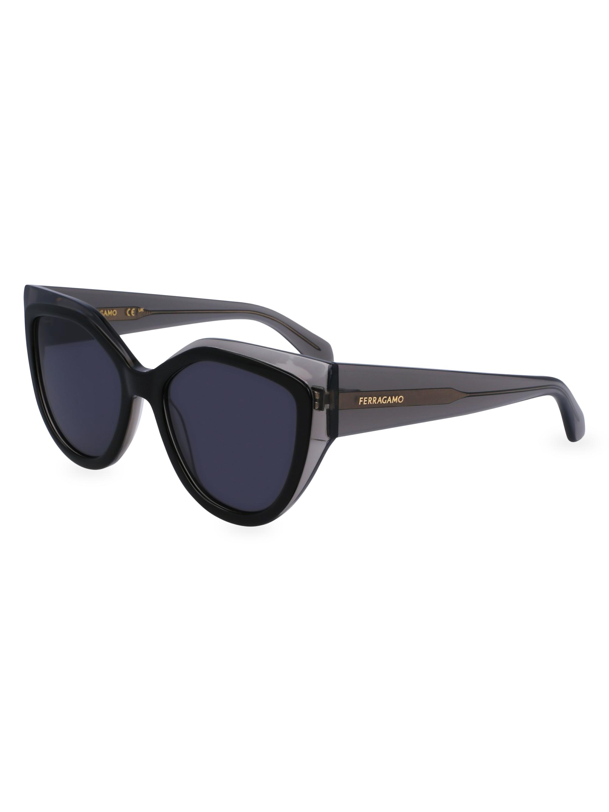 FERRAGAMO Women's Classic Logo 53MM Cat-Eye Sunglasses - Blue Transparent Grey