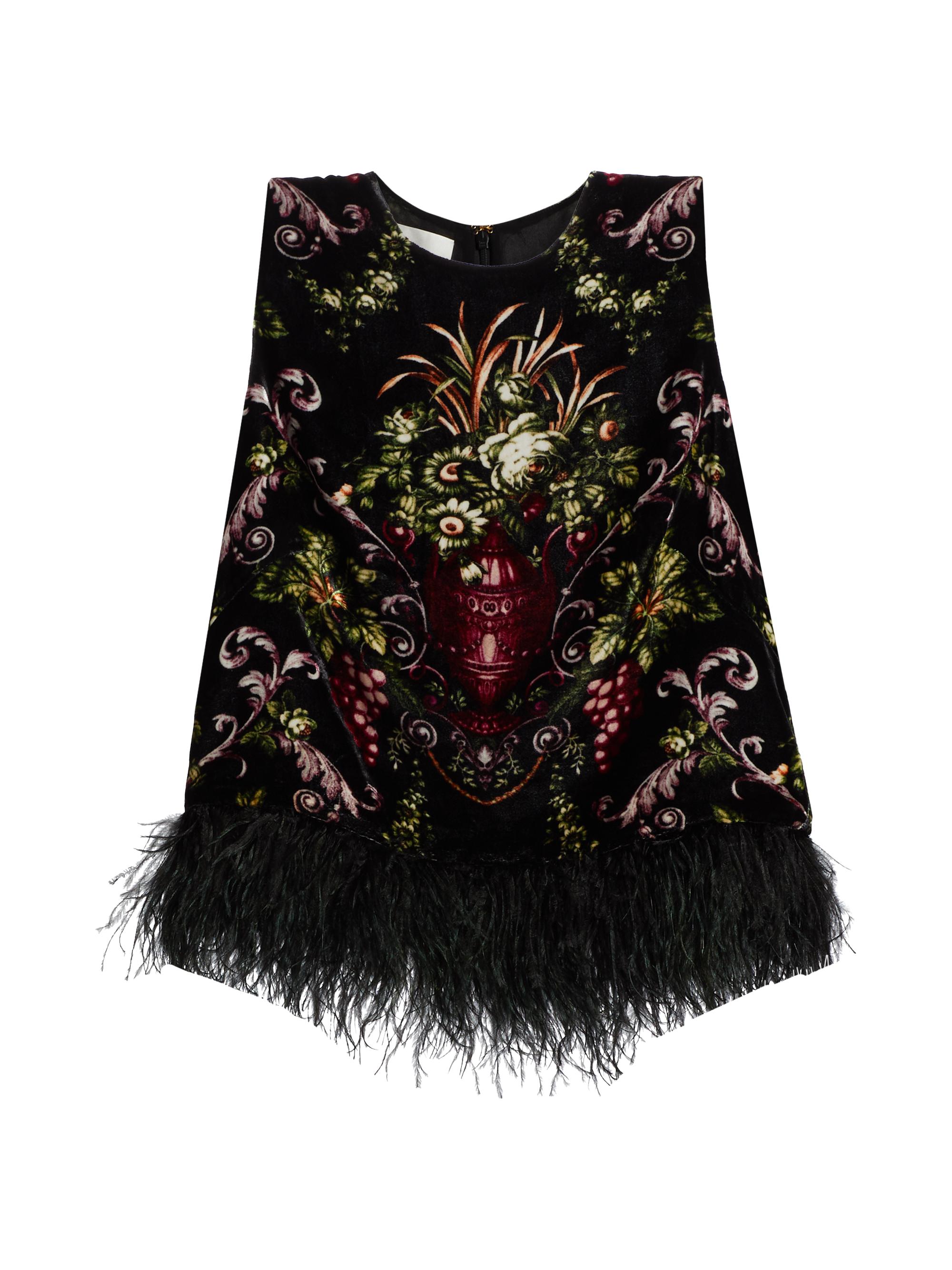 Cara Cara Women's Noah Embellished Floral Velvet Top - Black Fleur