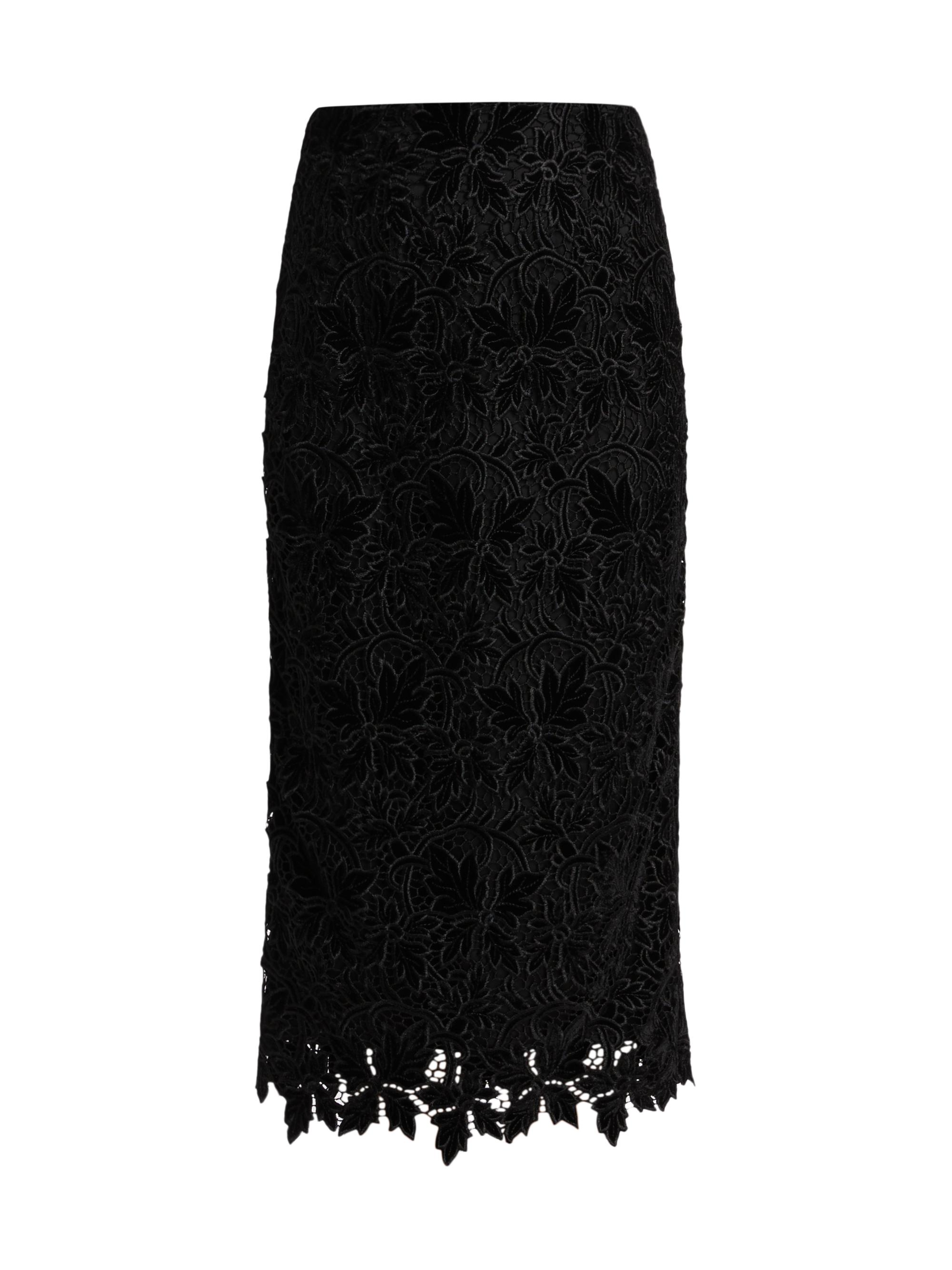 Cara Cara Women's Sienna Floral Lace Midi-Skirt - Black Velvet Lace