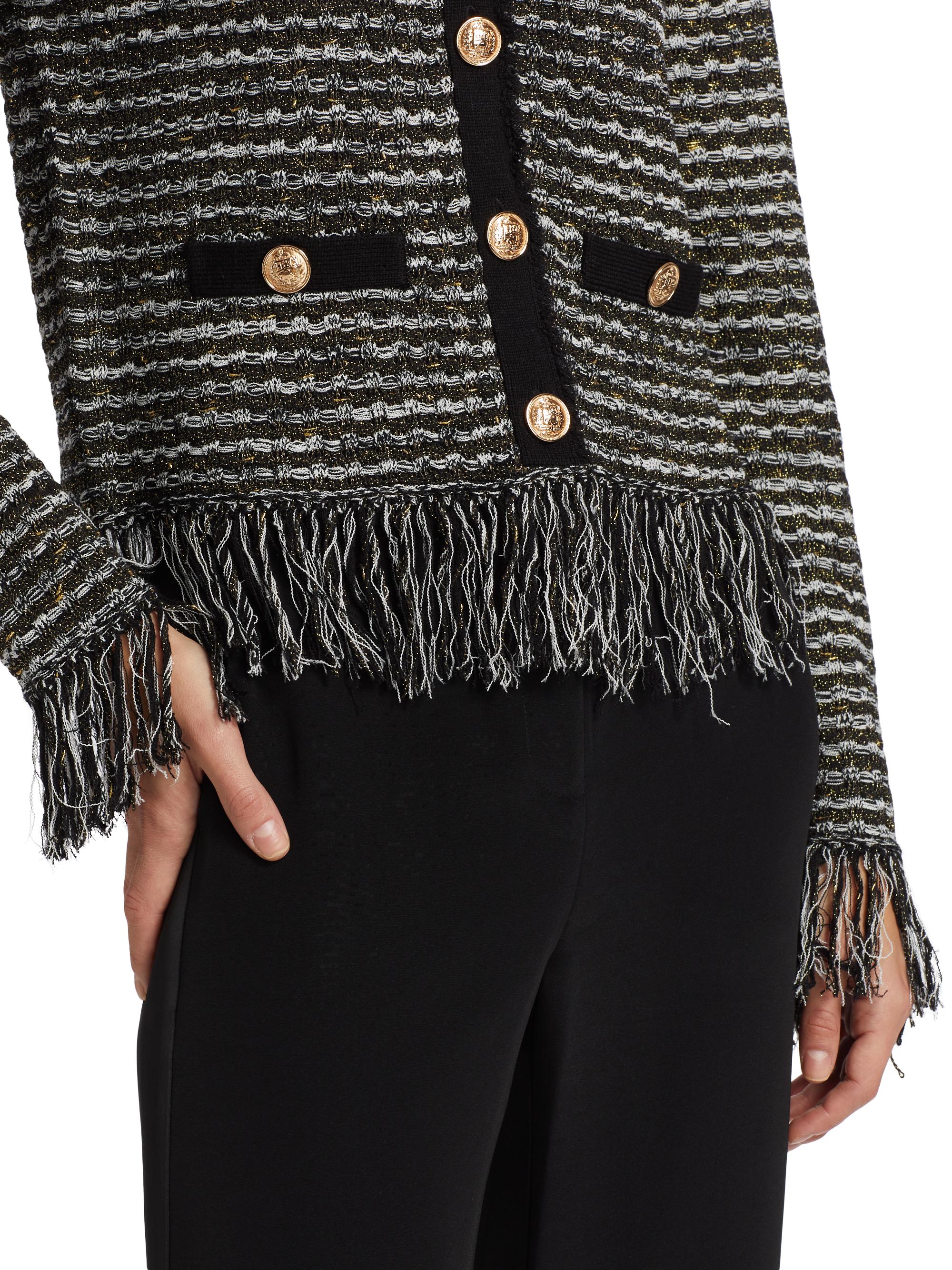 L'Or Fringe Tweed Jacket ローブブラン Fringe tweed Jacket – L'AUBE BLANC