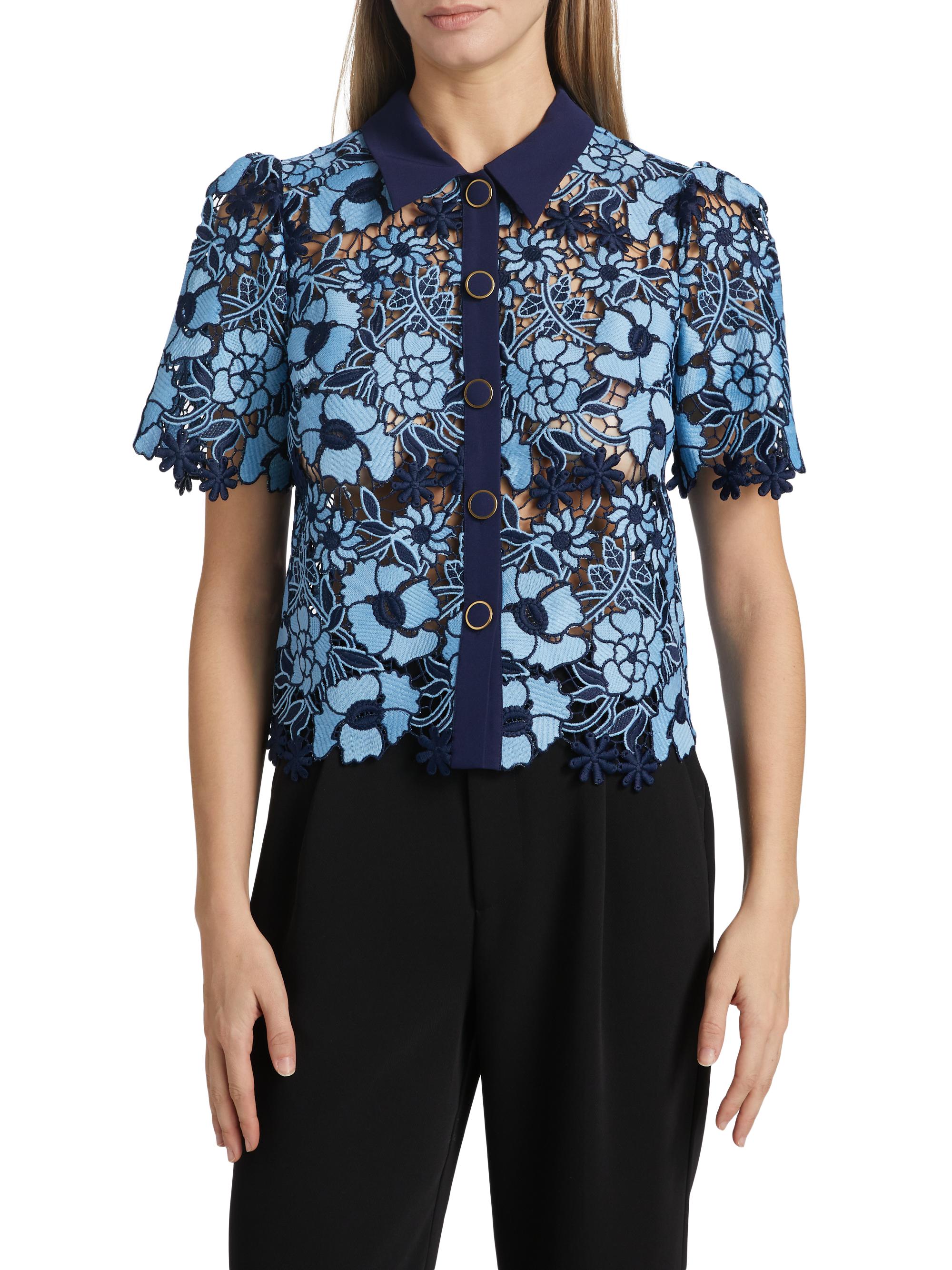 Milly Addison Lace Button-Front Shirt | Saks Fifth Avenue