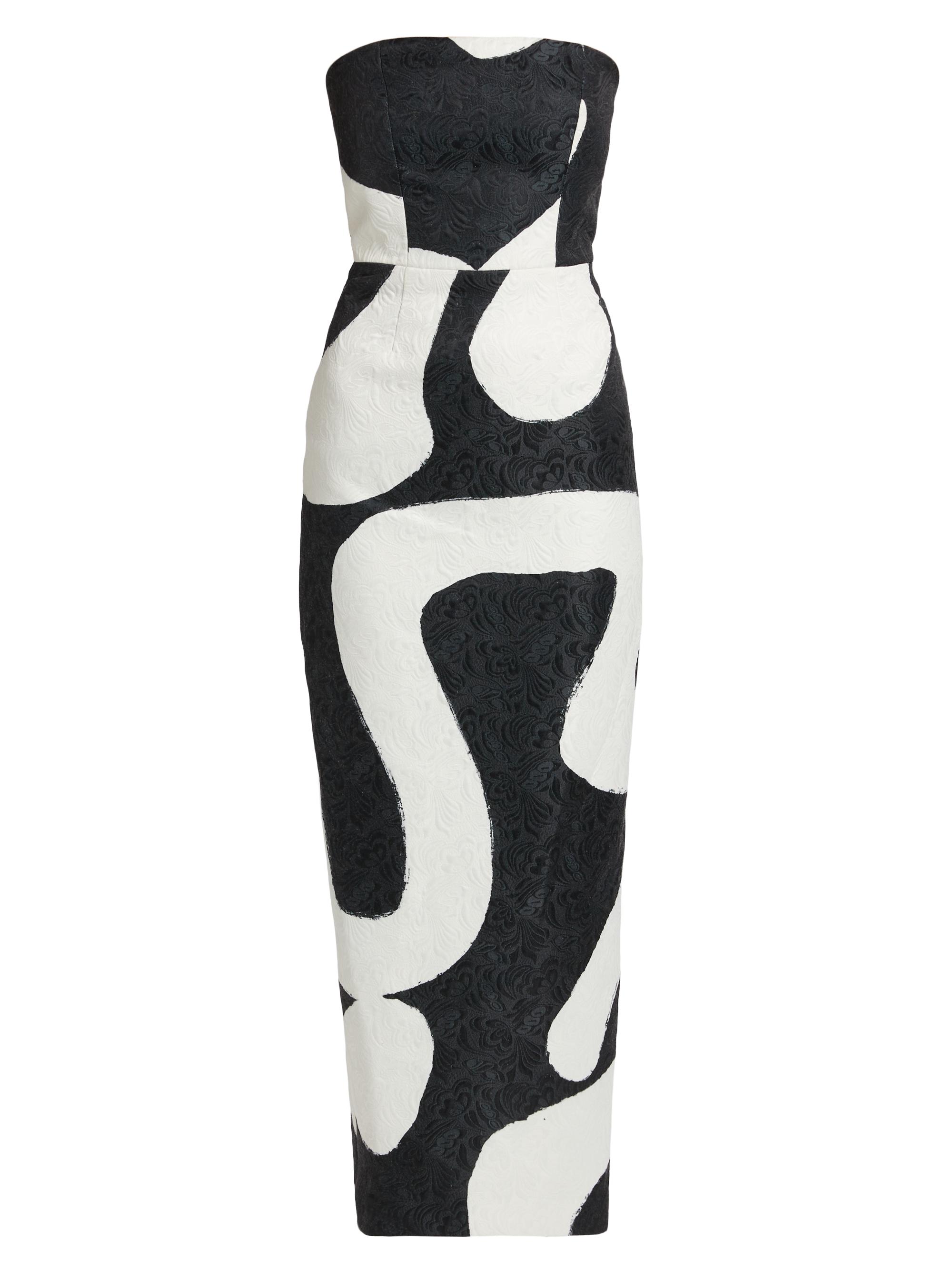 Milly Women's Orion Ink Swirl Jacquard Midi Dress - Black White