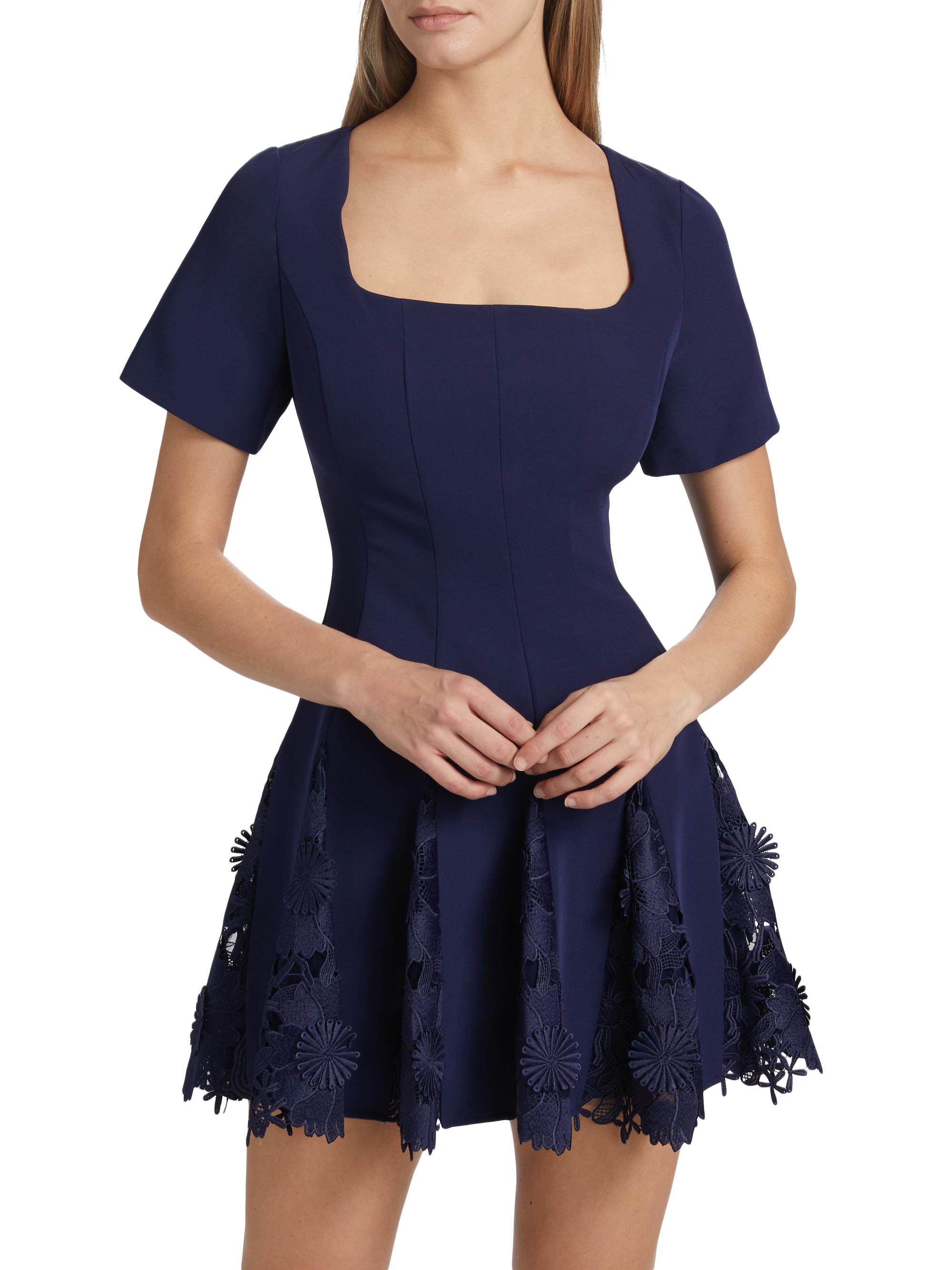 Milly Joy Lace-Trimmed Fit & Flare Minidress | Saks Fifth Avenue