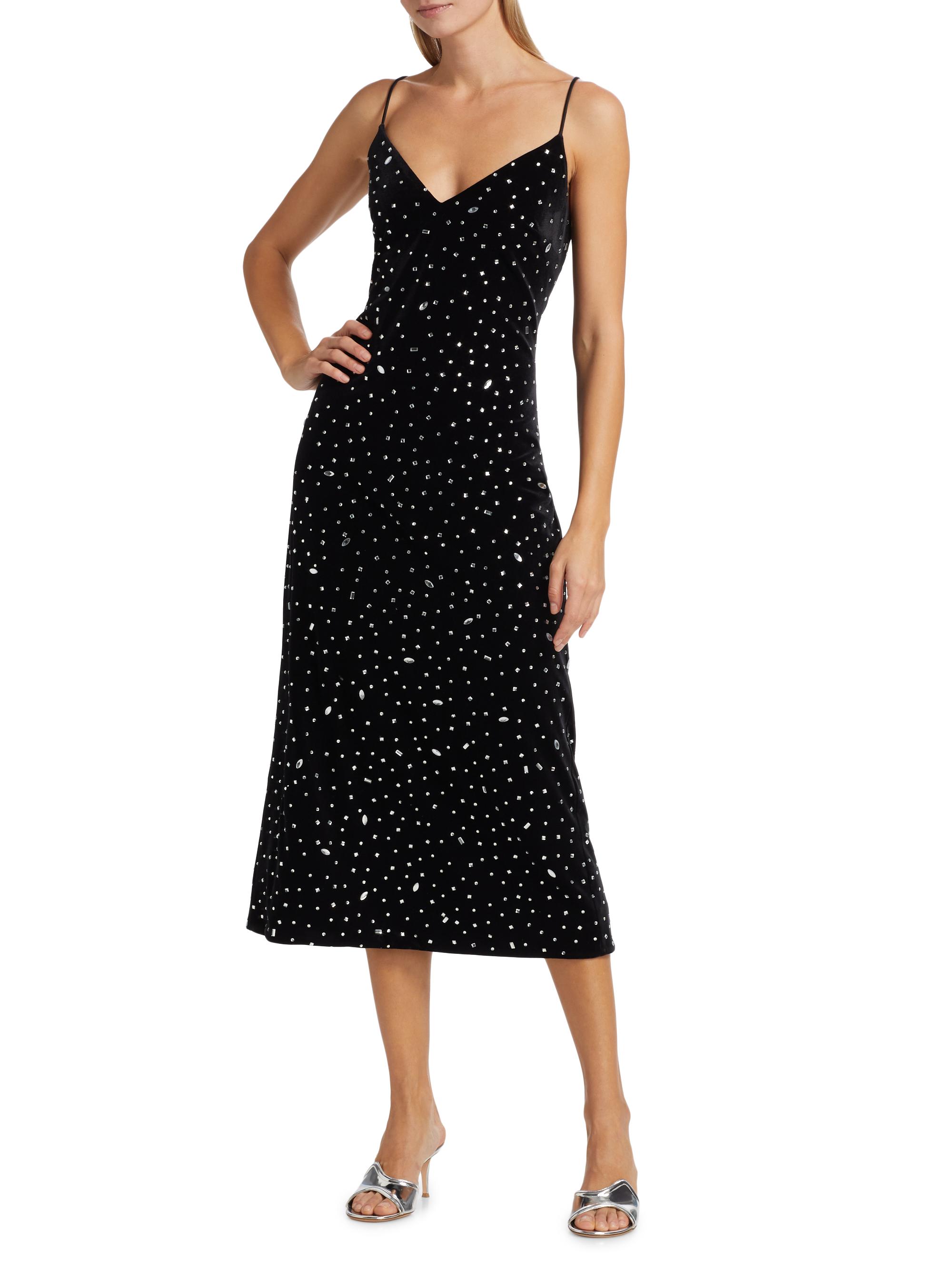 Milly Ivy Embellished Velvet Cami Midi-Dress | Saks Fifth Avenue