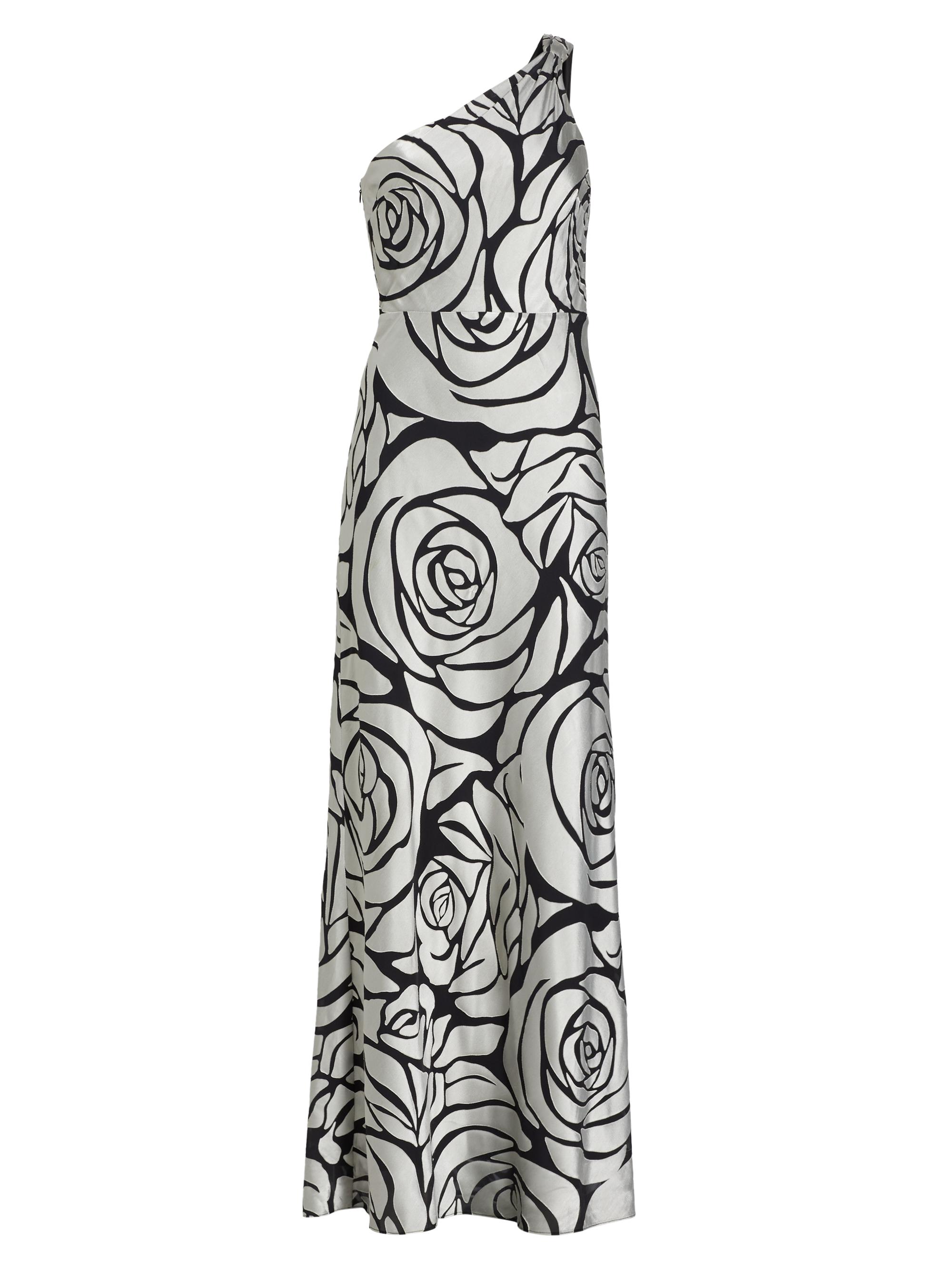 Milly Women's Isley Floral Chiffon One-Shoulder Maxi Dress - Silver Black