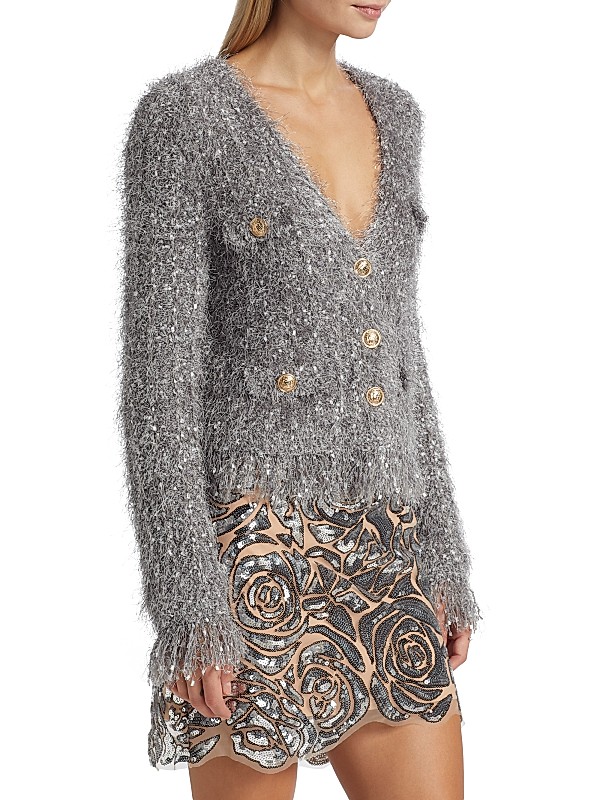 Shop Milly Tweed Textured V-Neck Cardigan Jacket | Saks Shop Milly Tweed Textured V-Neck Cardigan Jacket | Saks