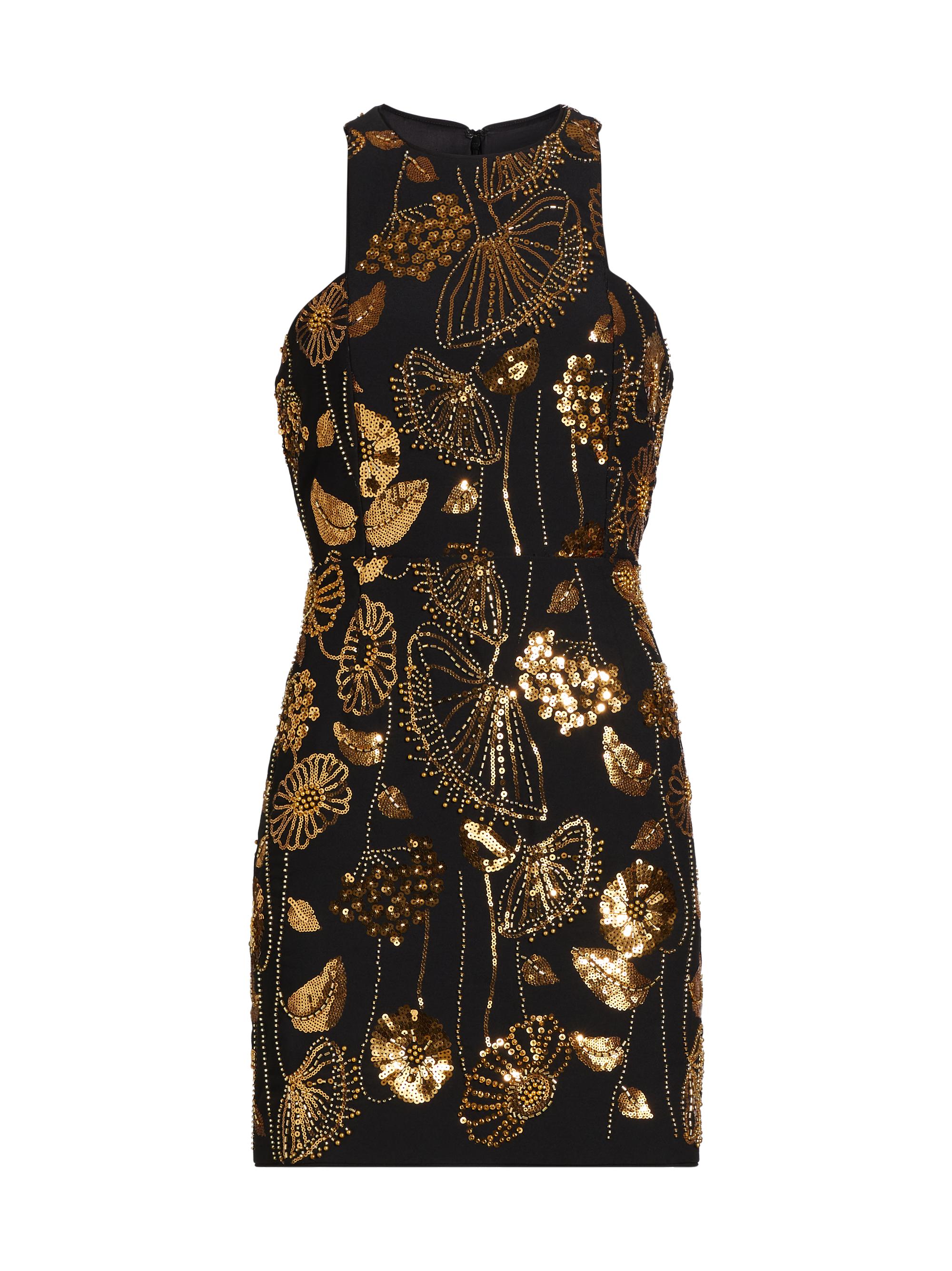 Milly Women's Isabele Floral Field Sequin-Embellished Sleeveless Minidress - Gold Black