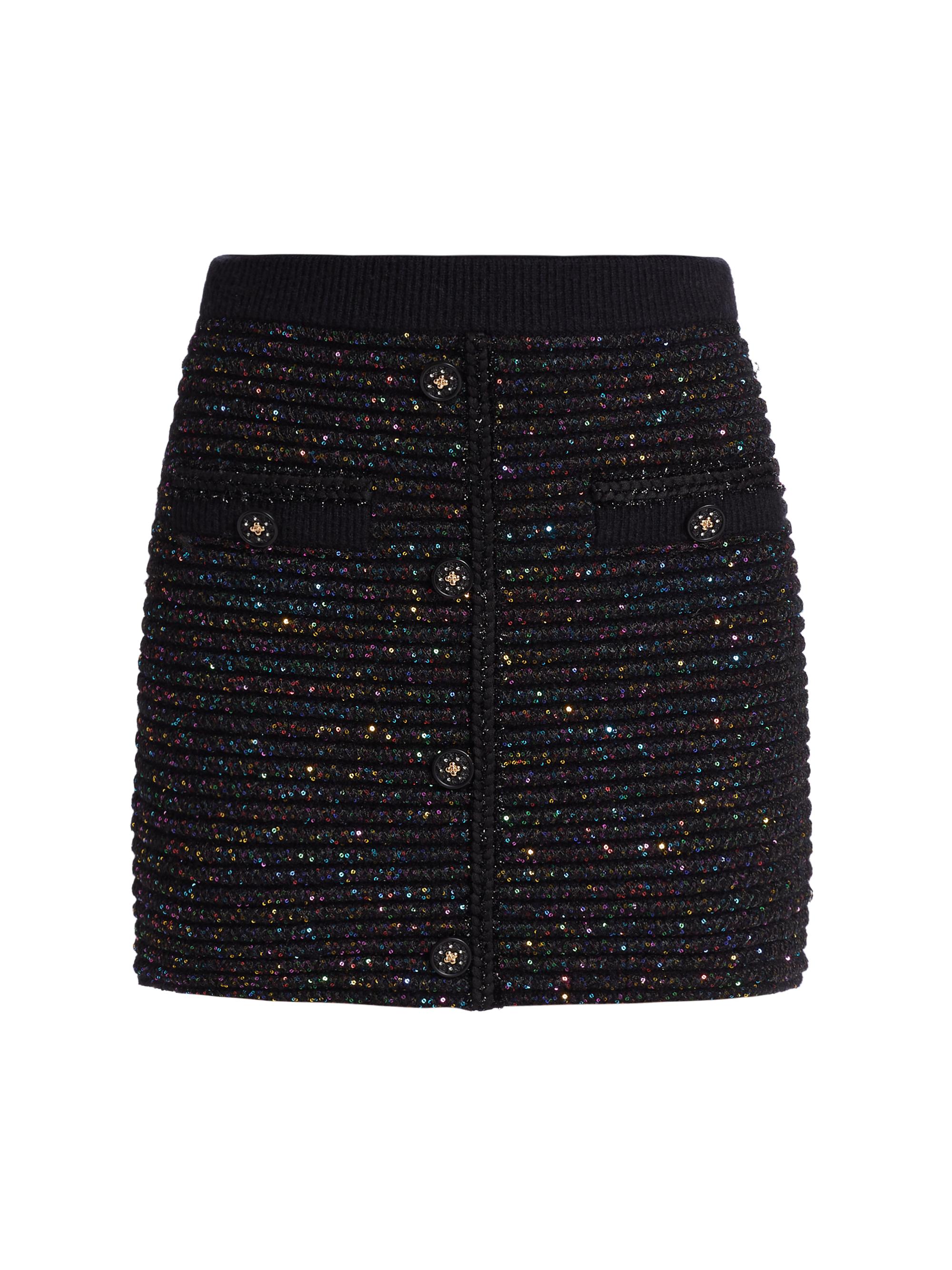 Milly Women's Sequined Textured Knit Miniskirt