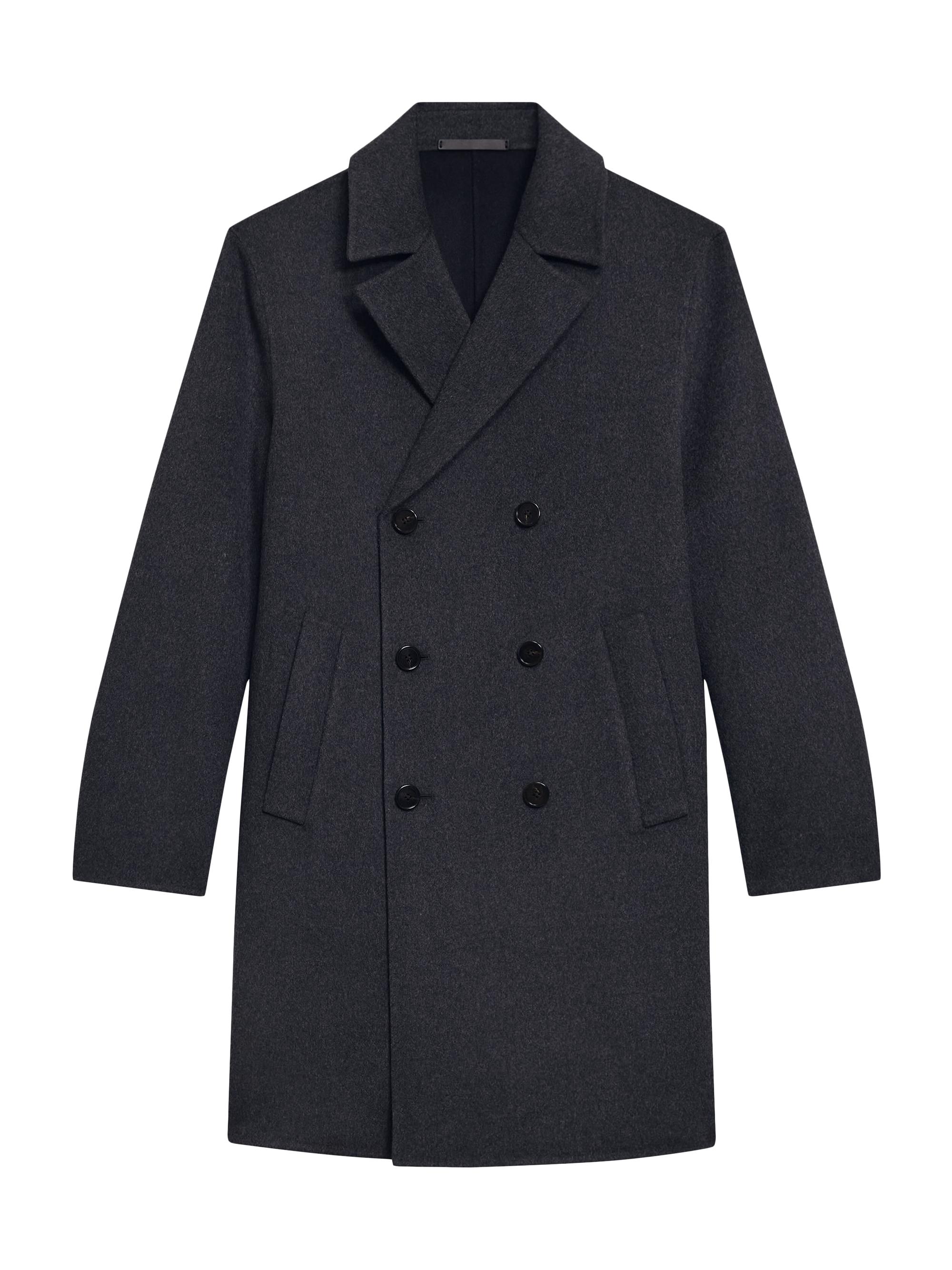 Theory Men's Double-Breasted Wool-Cashmere Coat - Dark Charcoal Melange