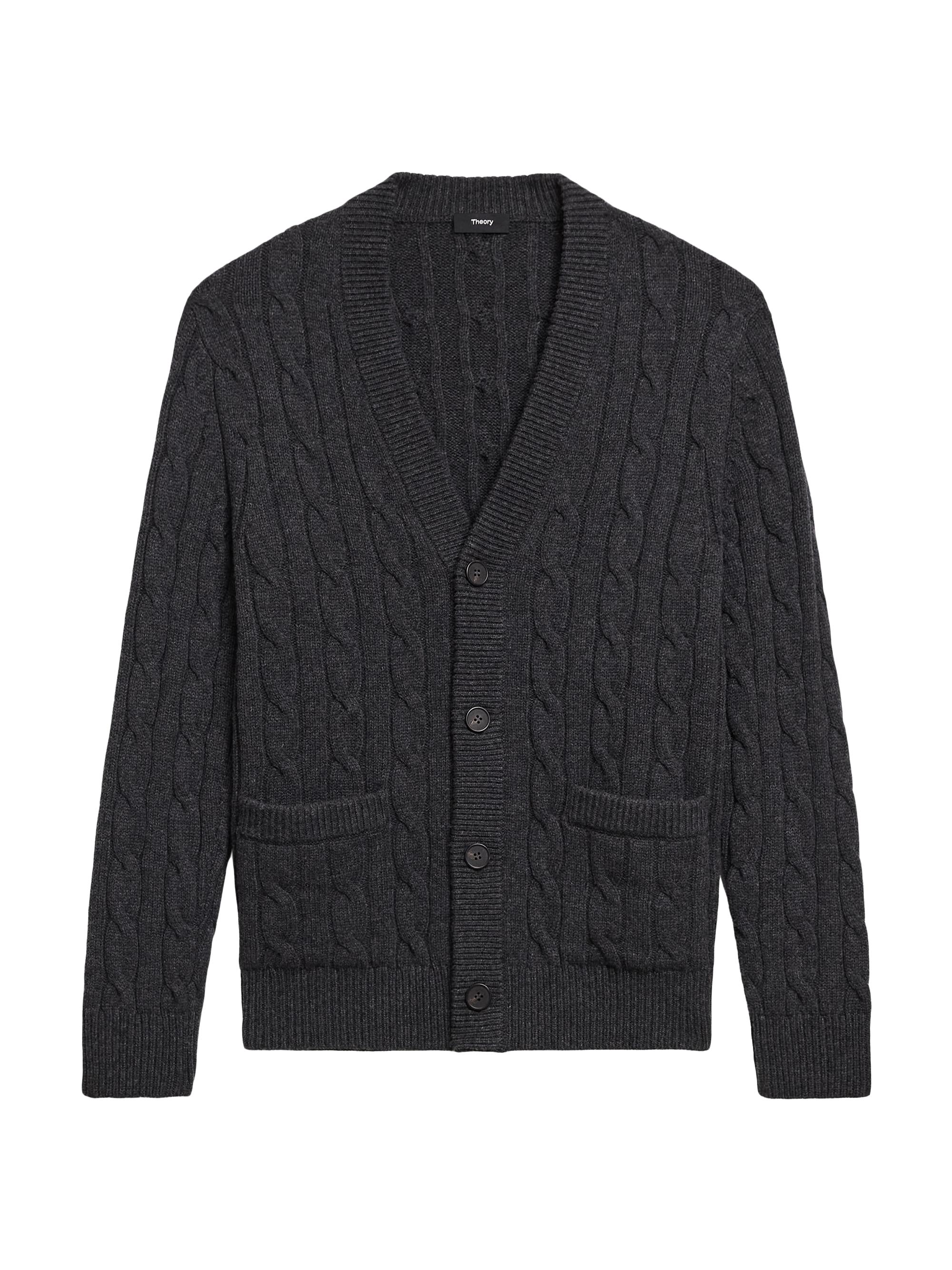 Theory Men's Wool Cable-Knit Cardigan - Pestle Melange