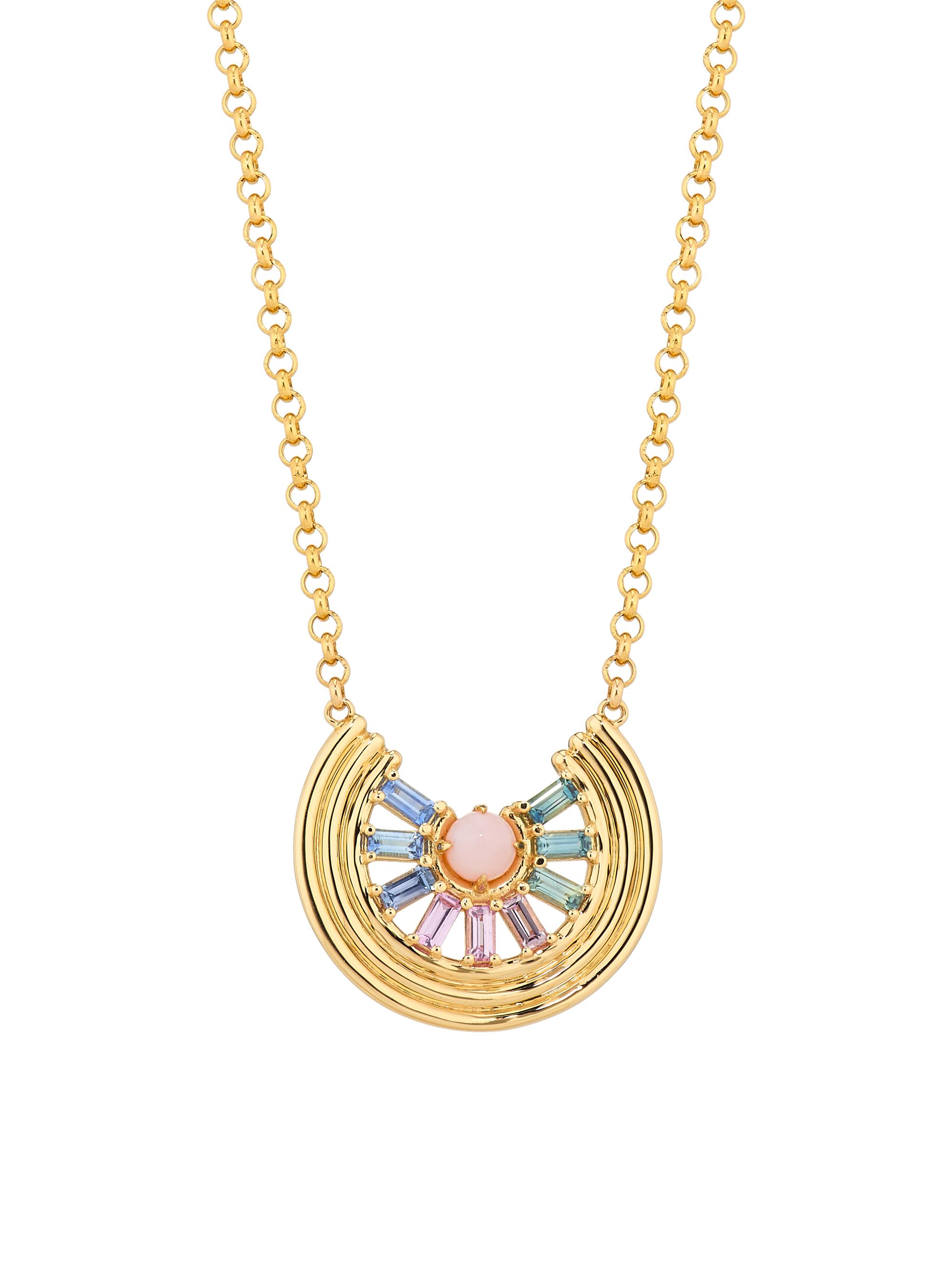 ParkFord Women's Revival Dream 14K Yellow Gold, Multicolored Sapphire & Pink Opal Pendant Necklace - Gold