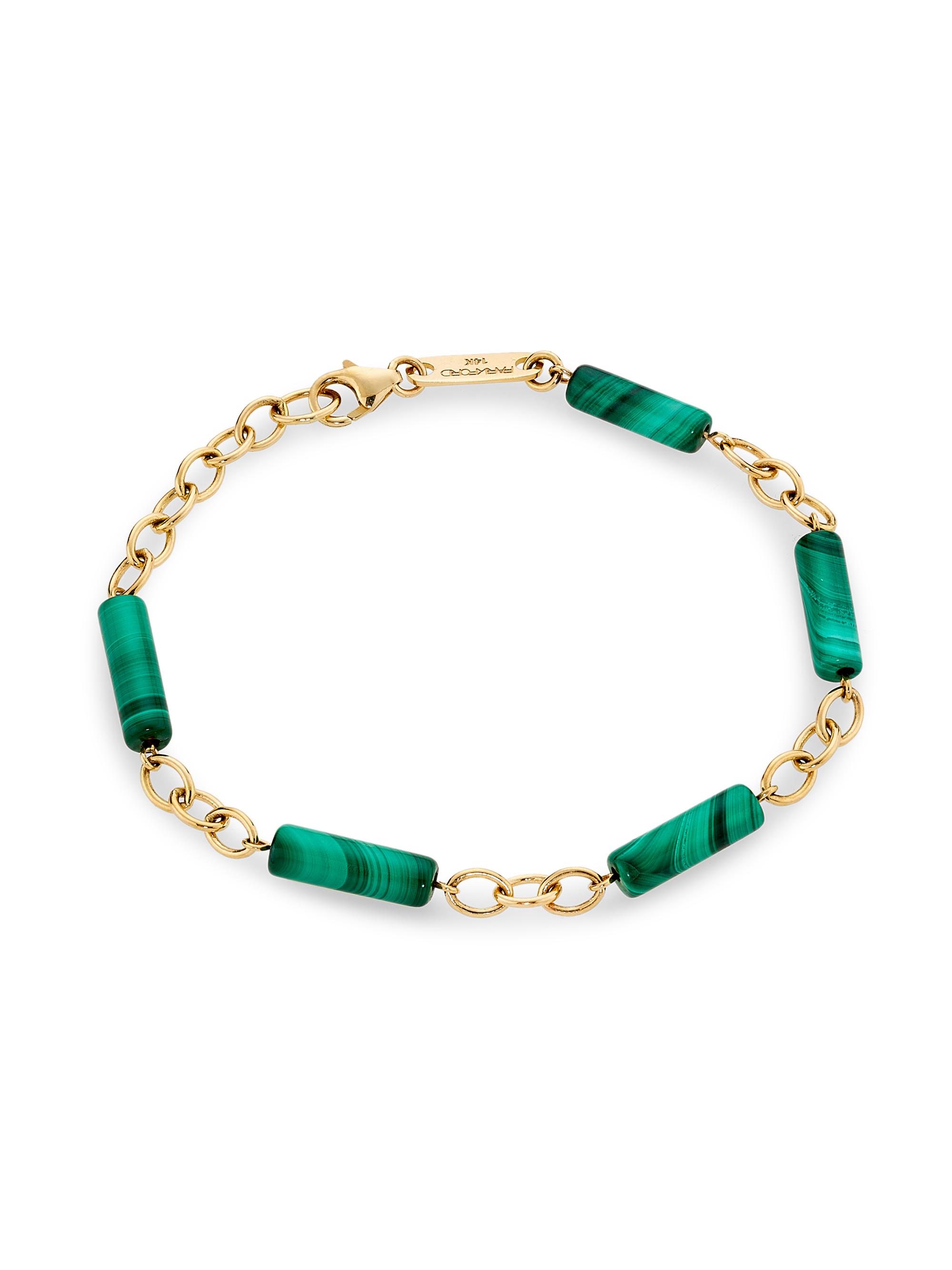 ParkFord Women's Palace 14K Yellow Gold & Gemstone Chain Bracelet - Malachite