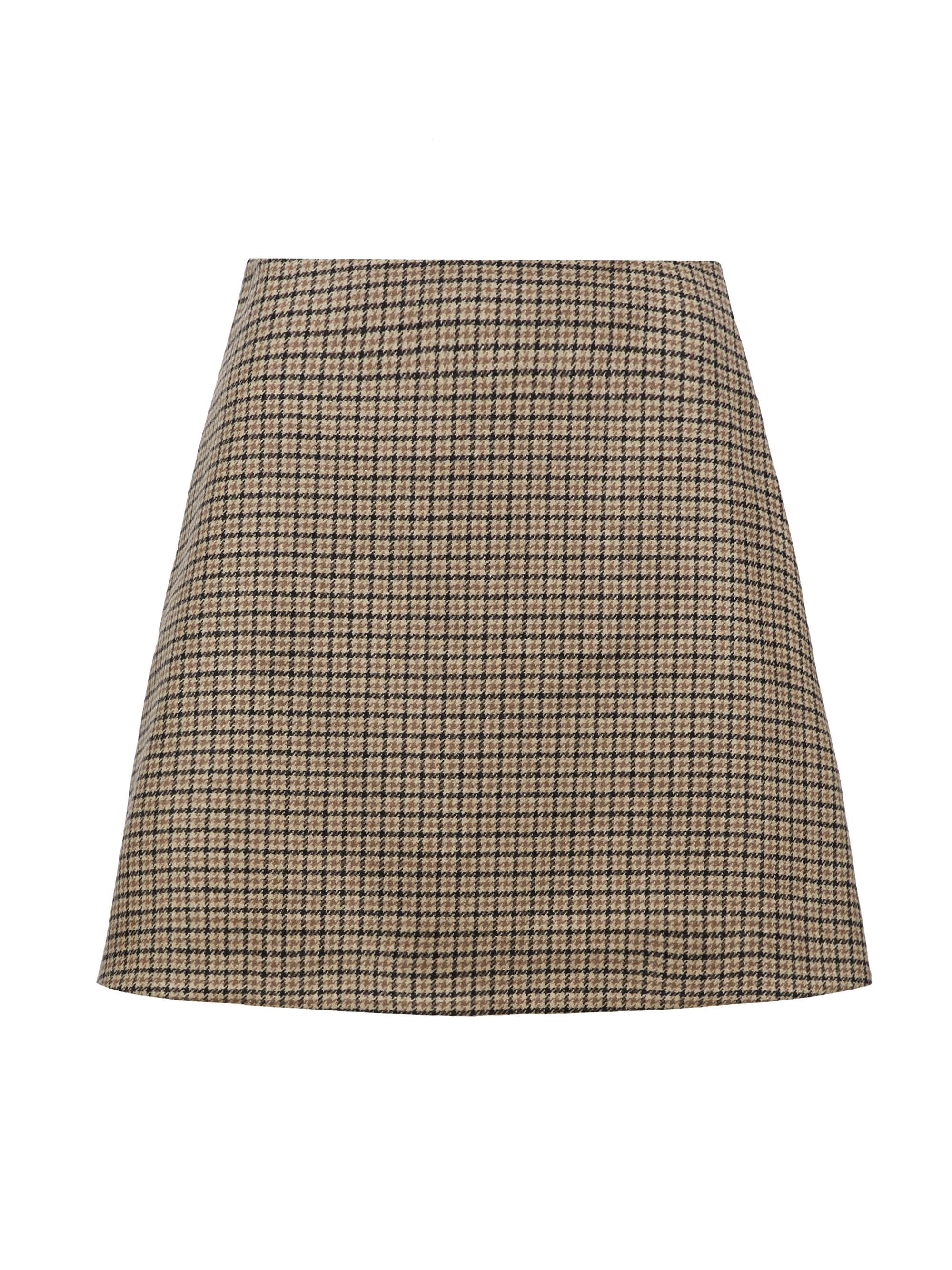 Moncler Women's Chequered Wool Mini Skirt - Beige Multi