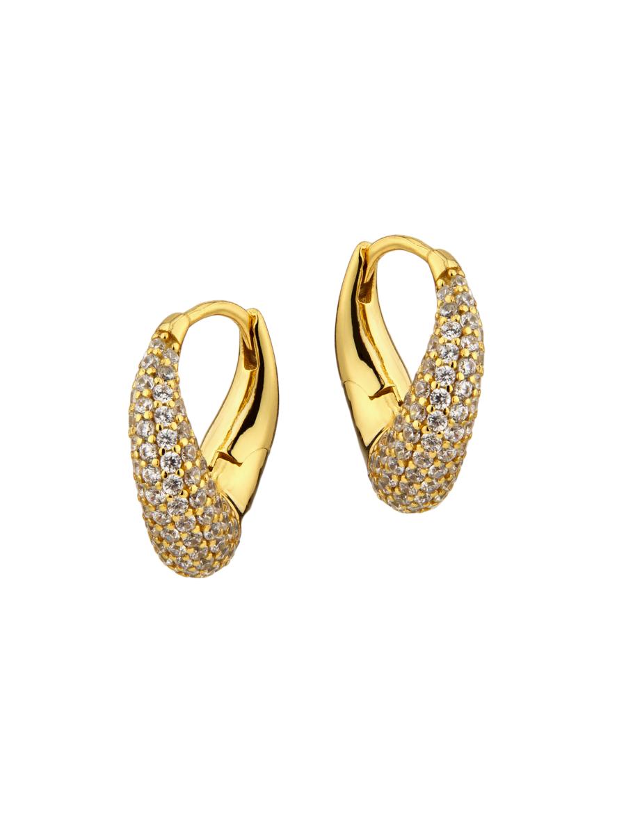Shashi Kira 14K-Gold-Plated & Cubic Zirconia Hoop Earrings