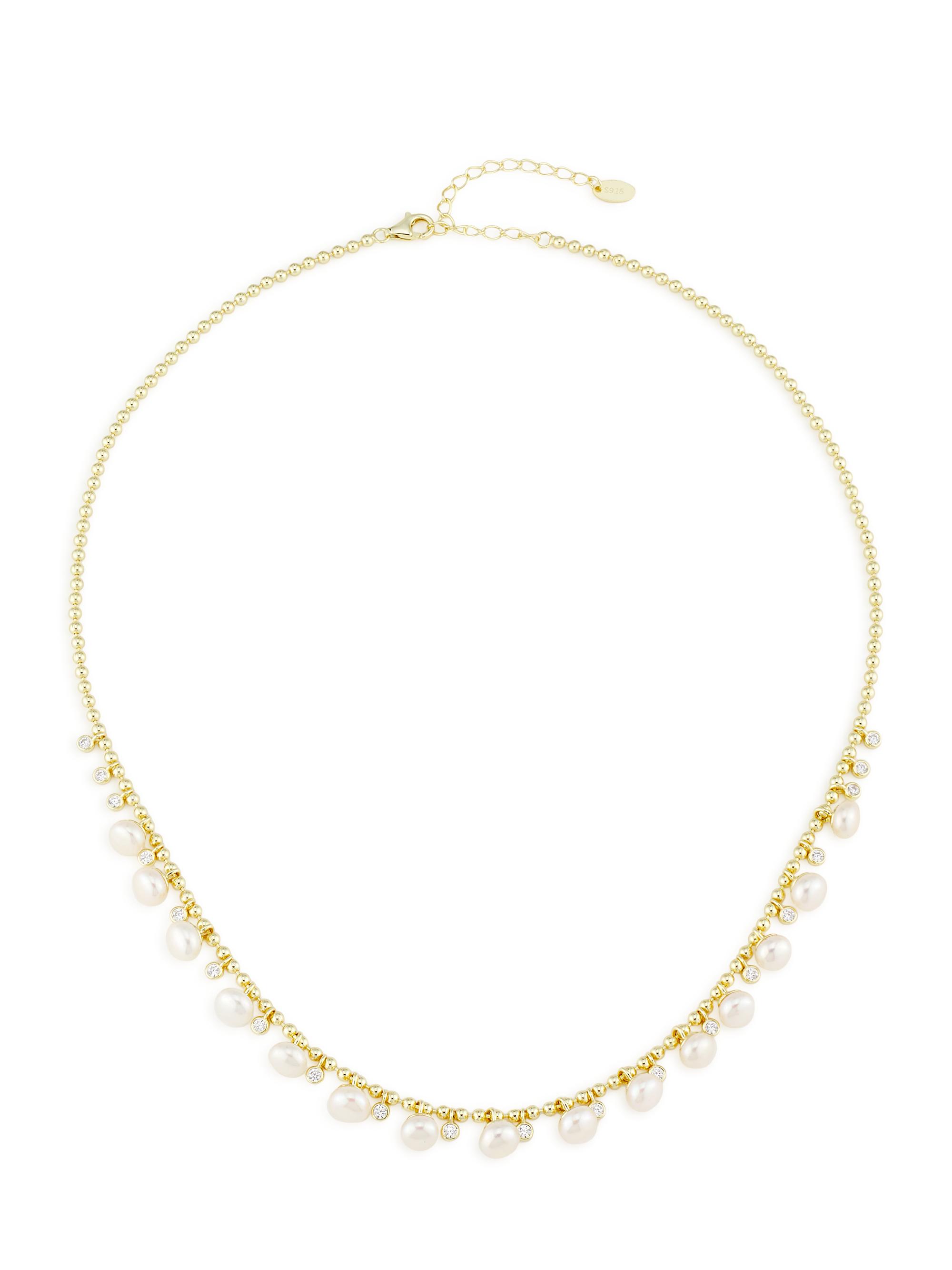 Shashi Women's Jemima 14K-Gold-Plated, Cultured Freshwater Pearl & Cubic Zirconia Necklace - Gold Pearl