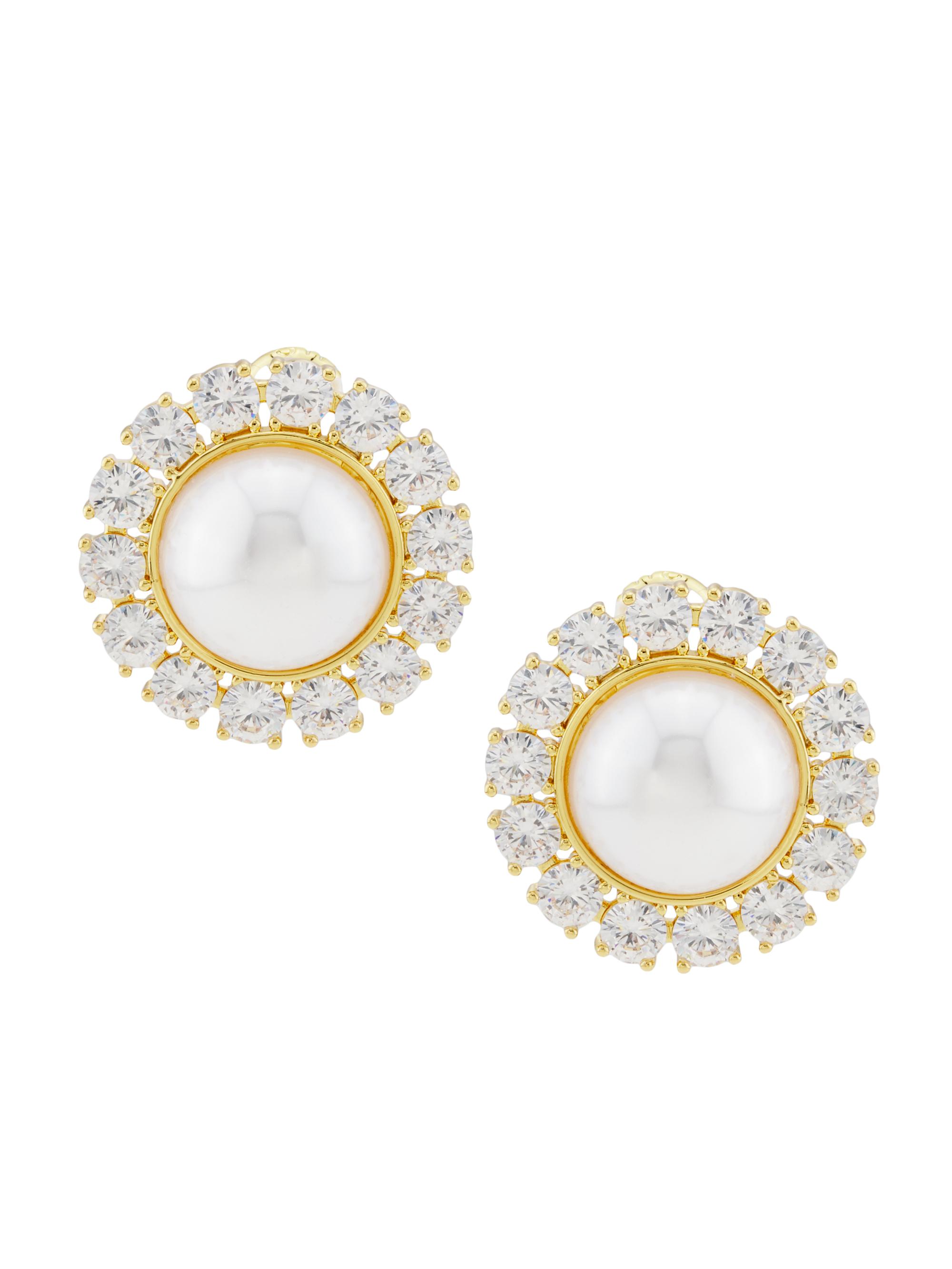 Shashi Women's 14K-Gold-Plated, Imitation Pearl & Cubic Zirconia Domed Stud Earrings - Gold Pearl