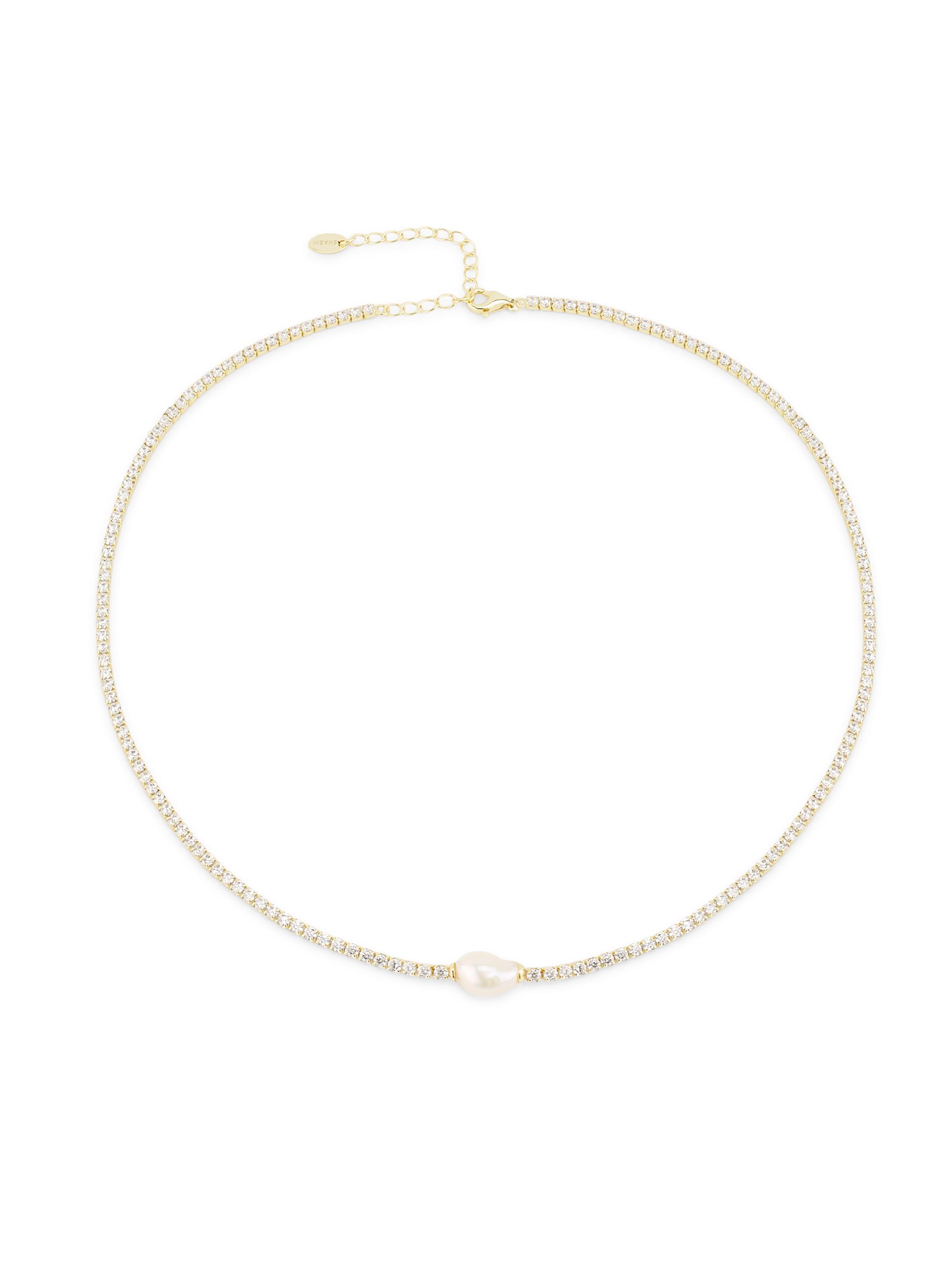 Shashi Women's Cleo 14K-Gold-Plated, Cubic Zirconia & Shell Pearl Tennis Necklace - Gold