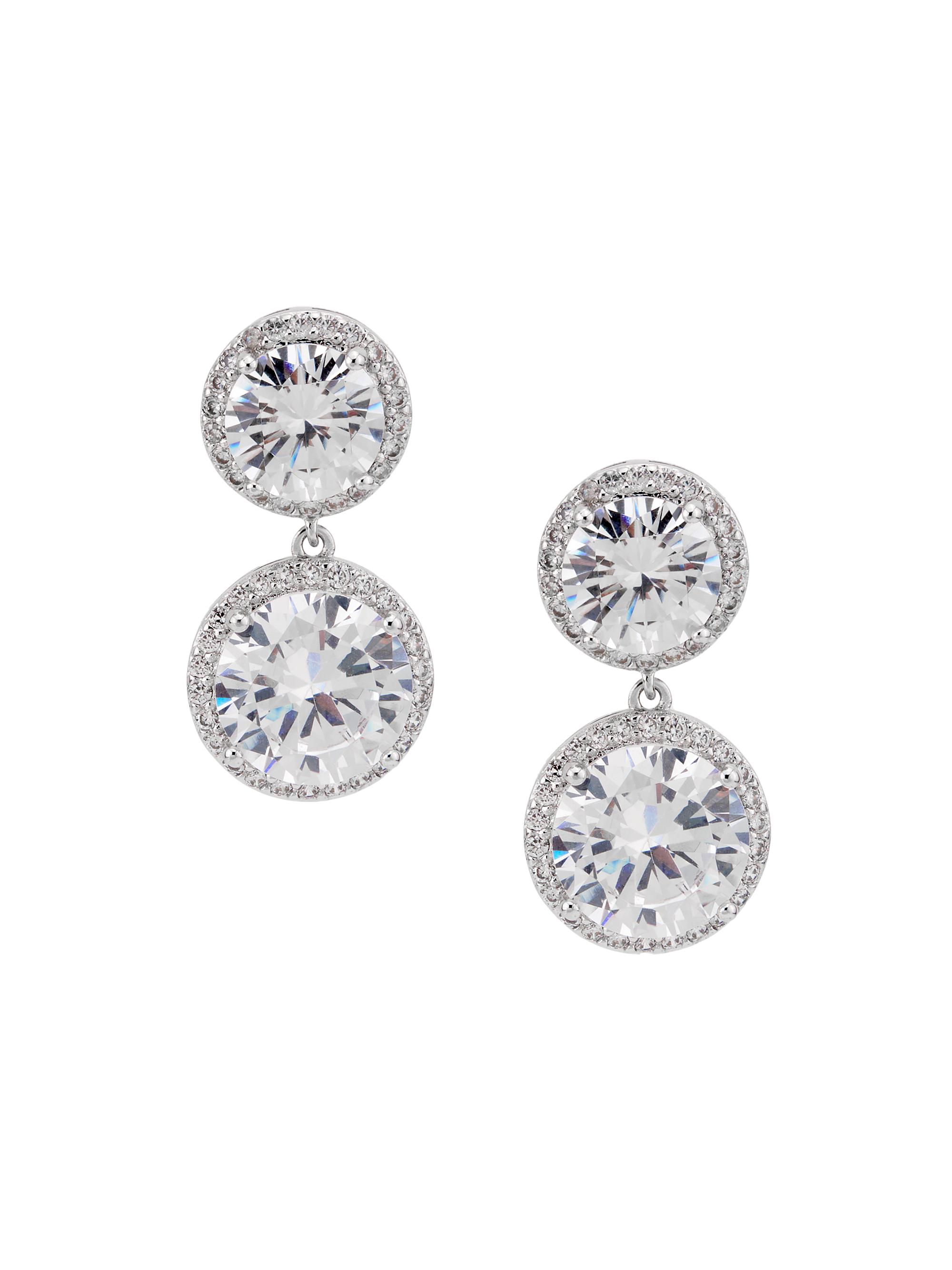 Shashi Women's Halo Sterling Silver & Cubic Zirconia Drop Earrings - White Gold