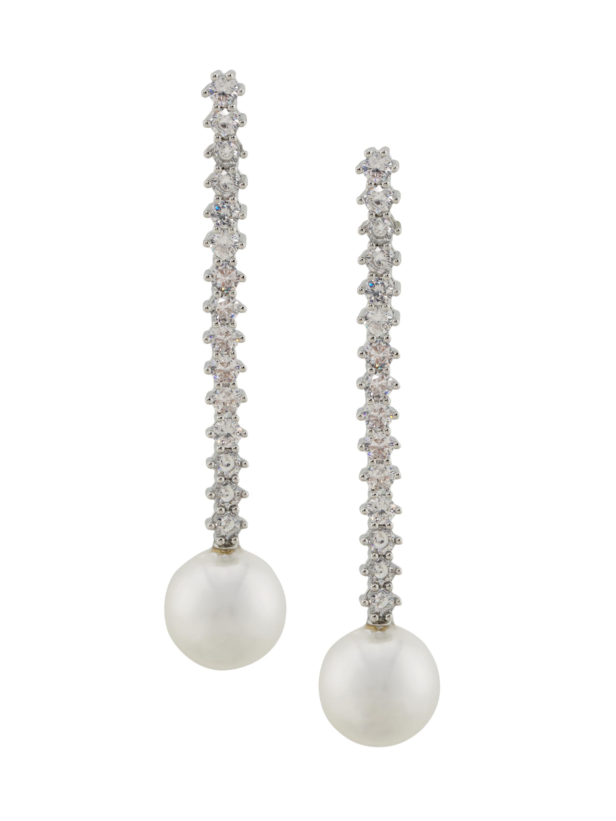 Shashi Women's Sterling Silver, Cubic Zirconia & Freshwater Pearl Tennis Drop Earrings - White Pearl