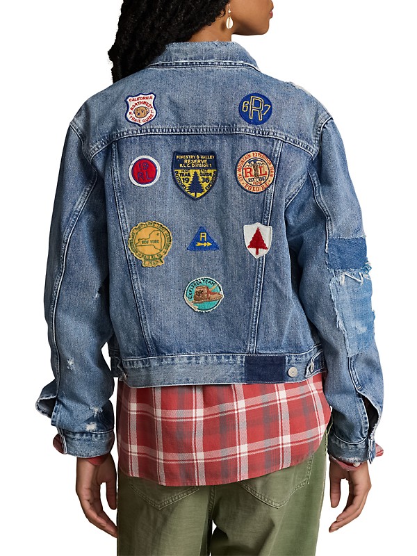 Shop Polo Ralph Lauren Embroidered Patch Denim Trucker Shop Polo Ralph Lauren Embroidered Patch Denim Trucker