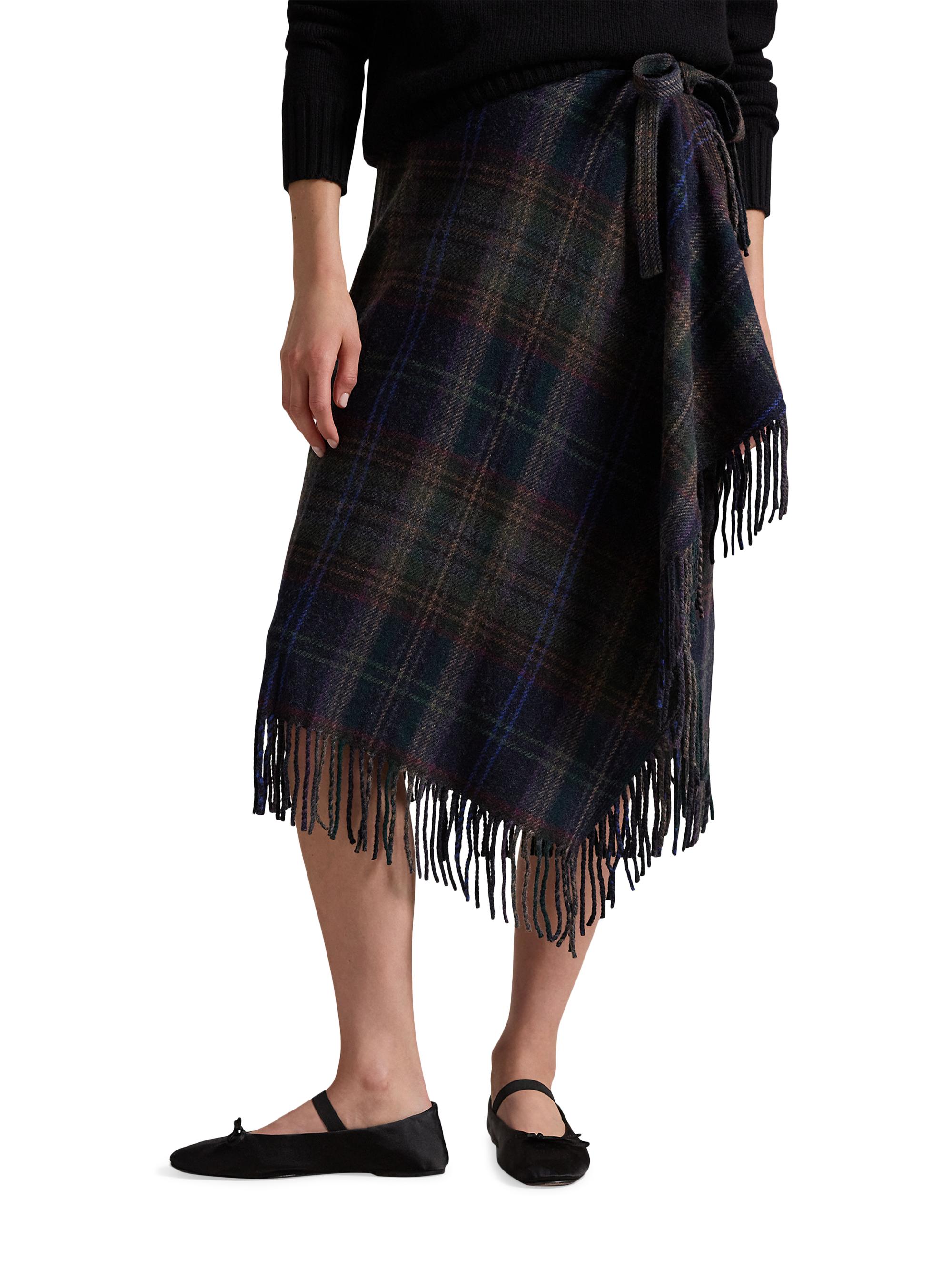 Polo Ralph Lauren Women's Check Wool-Blend Knit Wrap Skirt - Plaid Multi