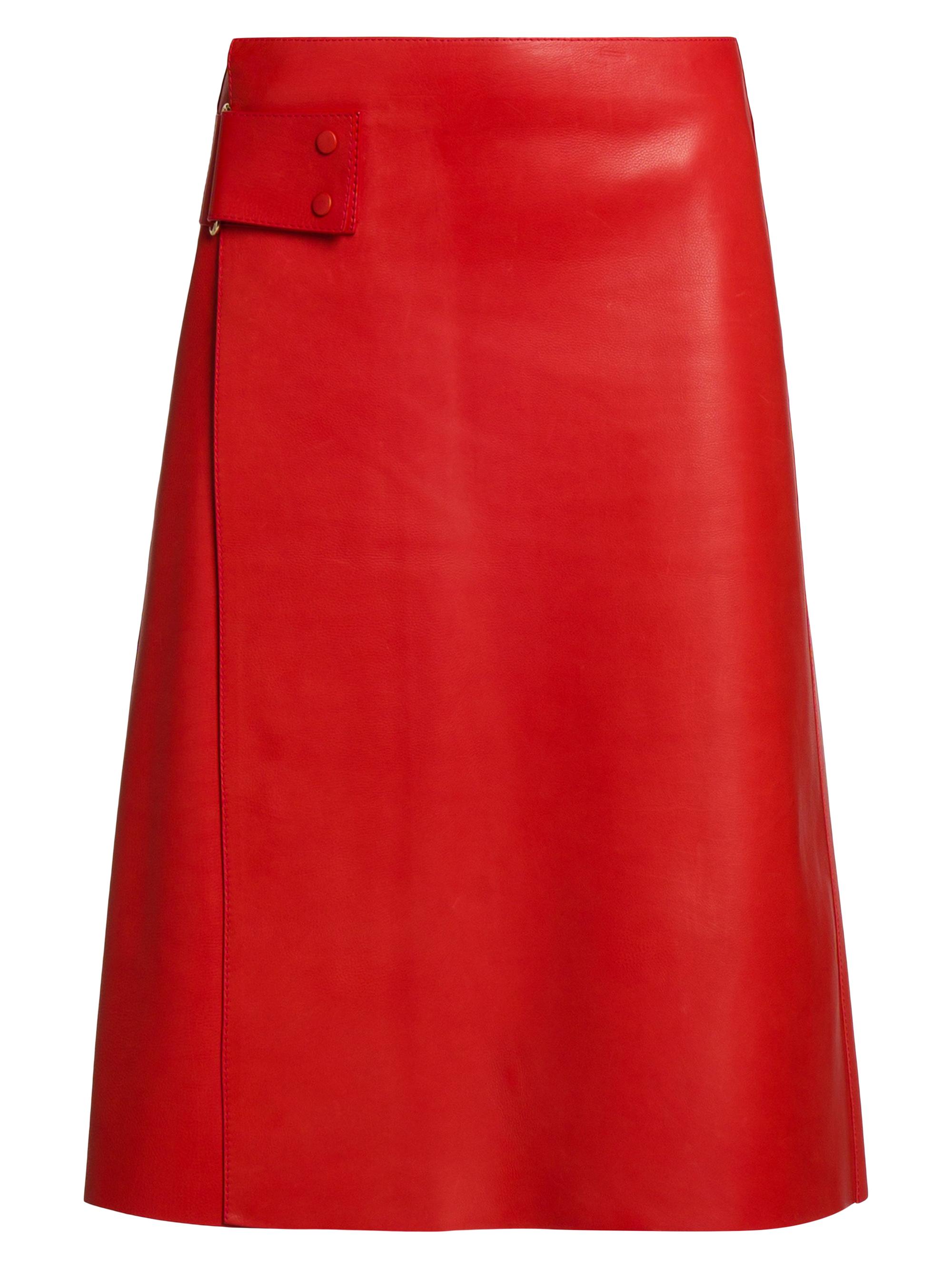 Moncler Women's Leather Wraparound Midi Skirt - Scarlet Red