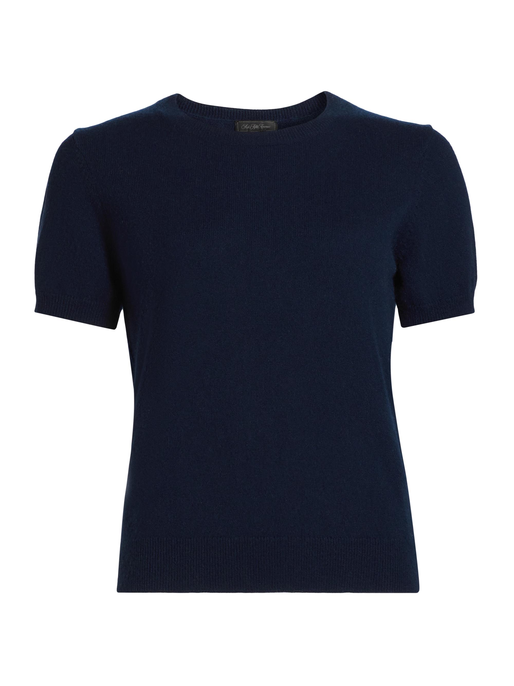 Cashmere Crewneck Short-Sleeve Sweater
