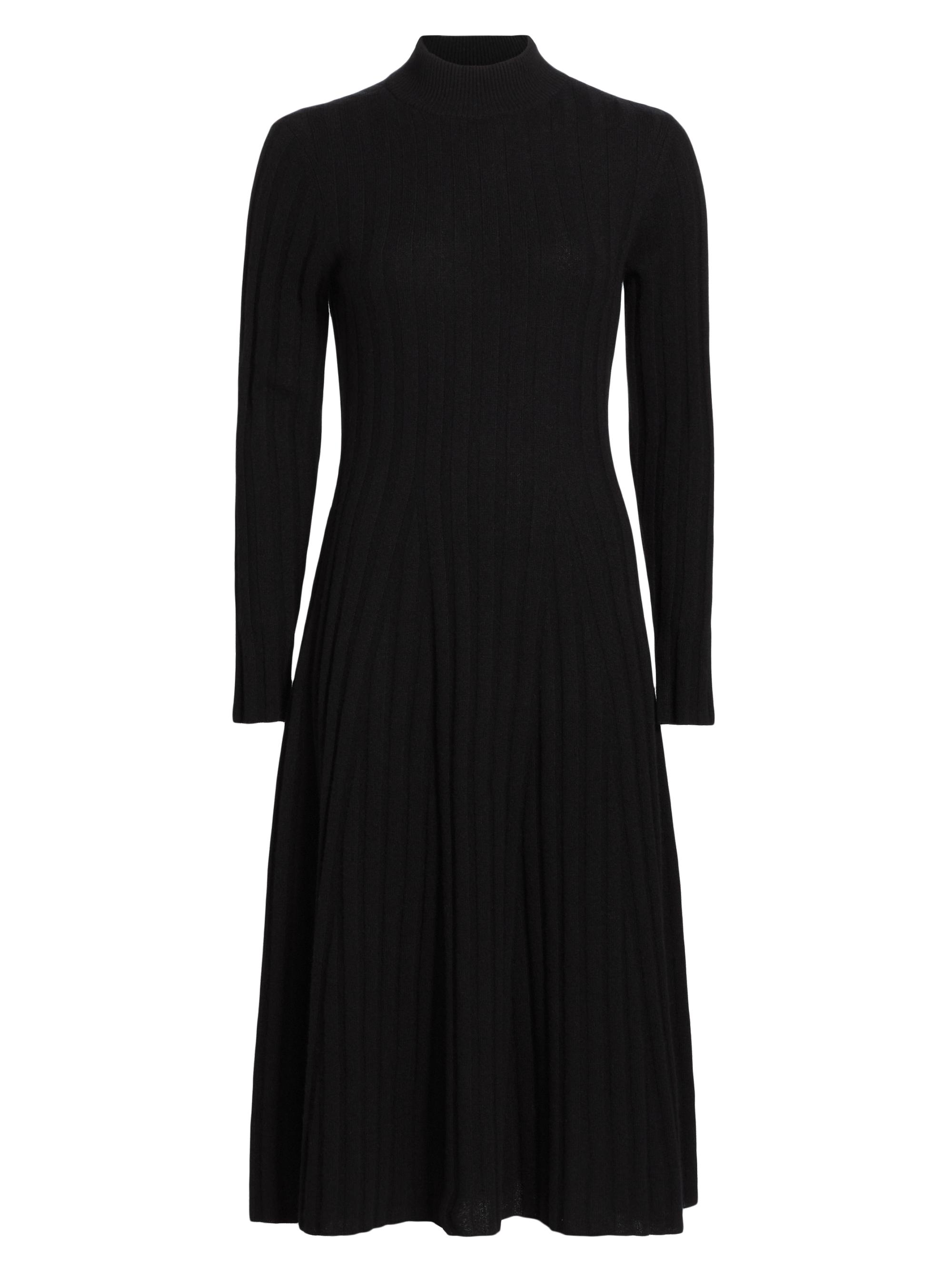 Saks Fifth Avenue Women's Rib-Knit Cashmere A-Line Midi-Dress - Black