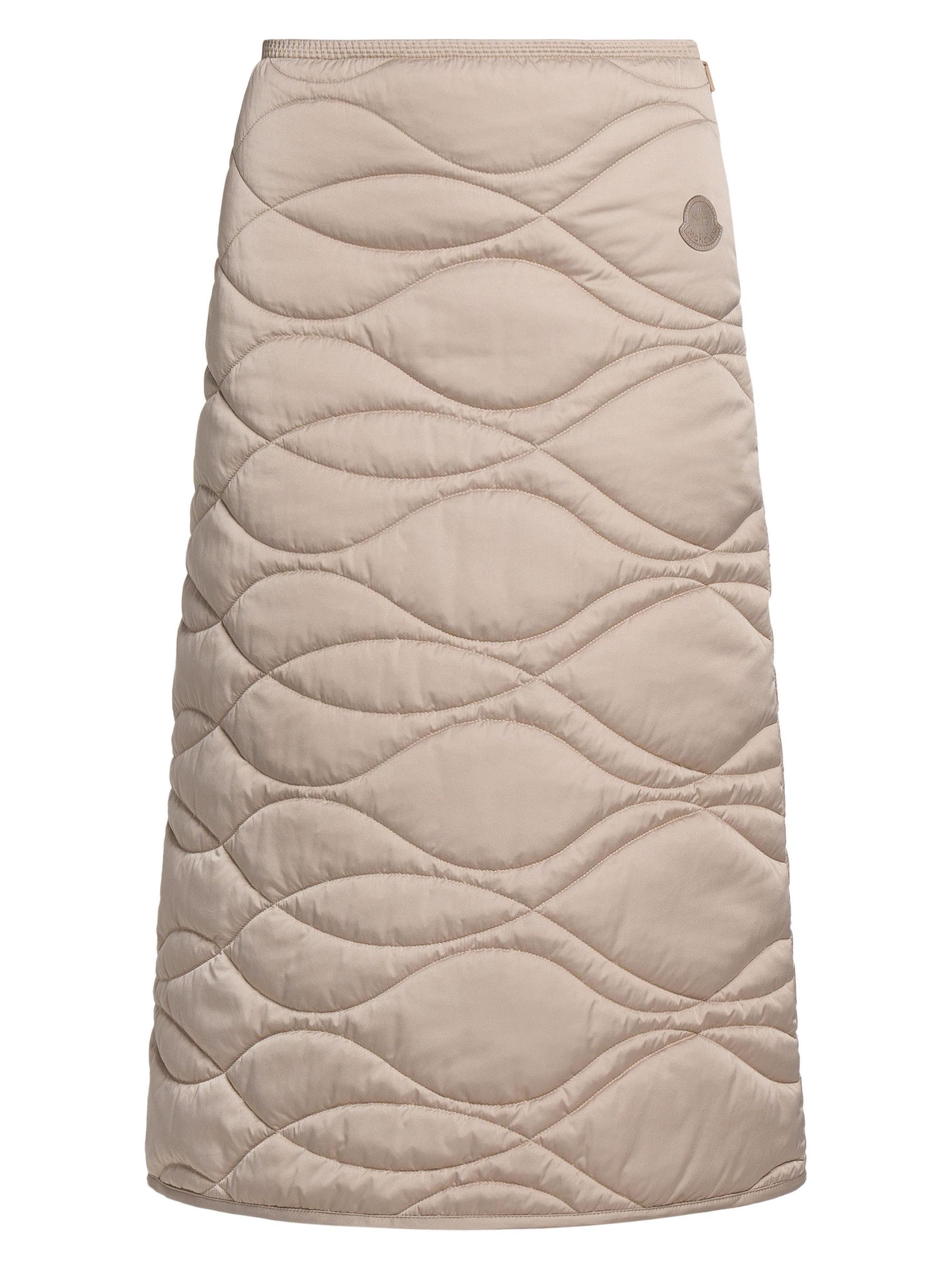 Moncler Women's Wave Quilted Satin Midi Skirt - Beige