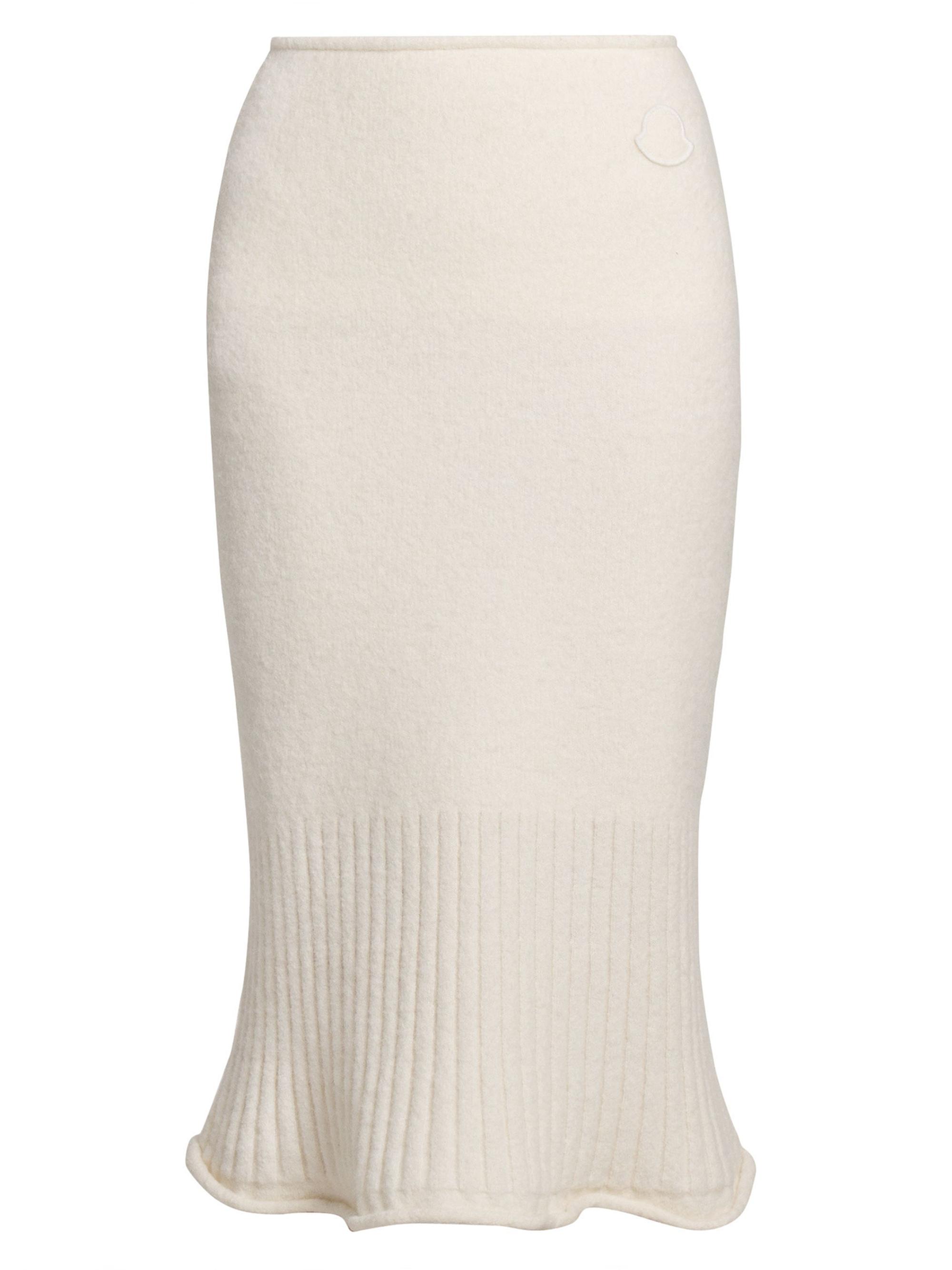 Moncler Women's Soft Alpaca Wool Knit Tulip Skirt - Off White