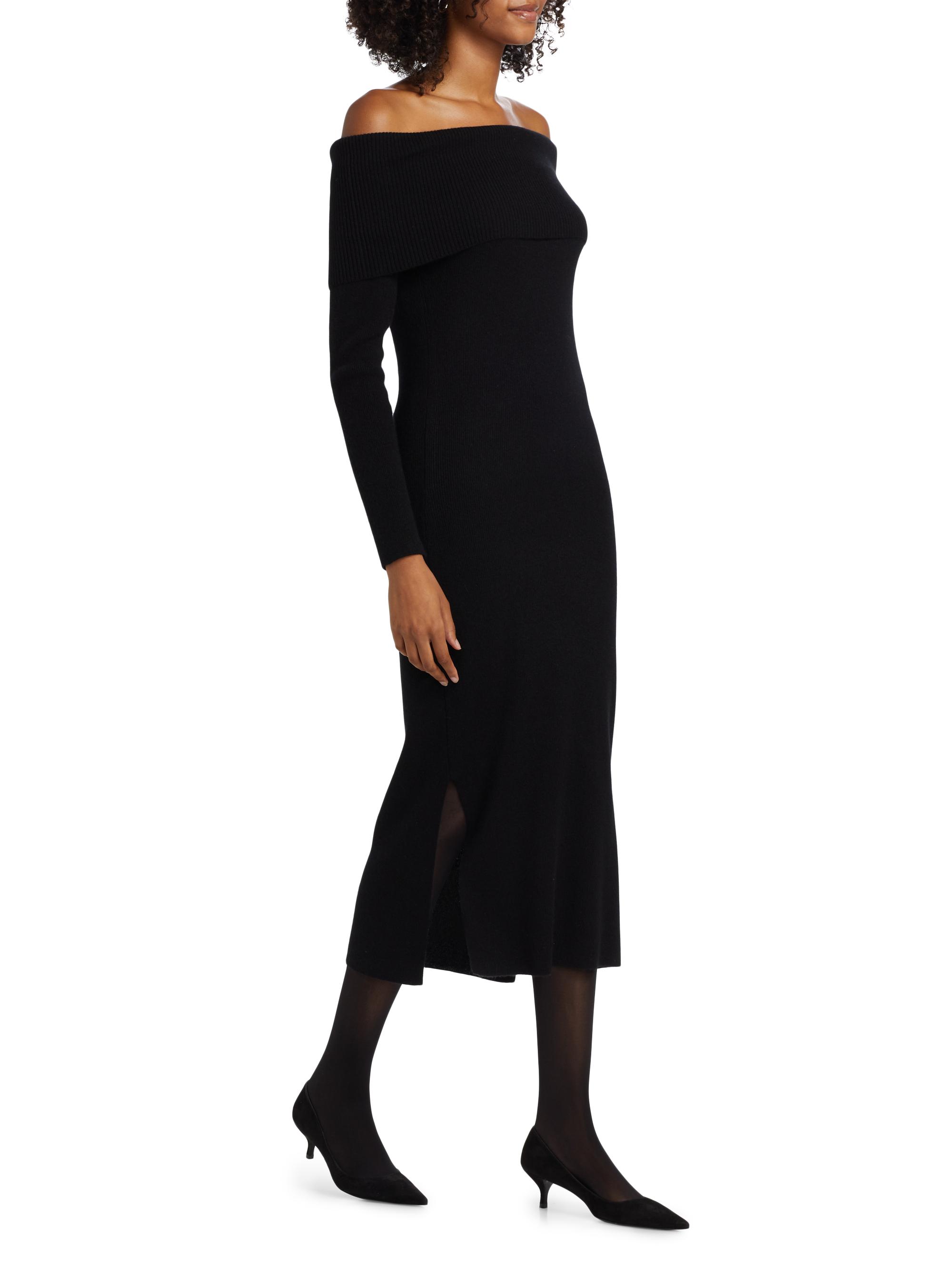 knee length dresses for ladies Everlane Cashmere Polo Midi Dress in Black, Size Small