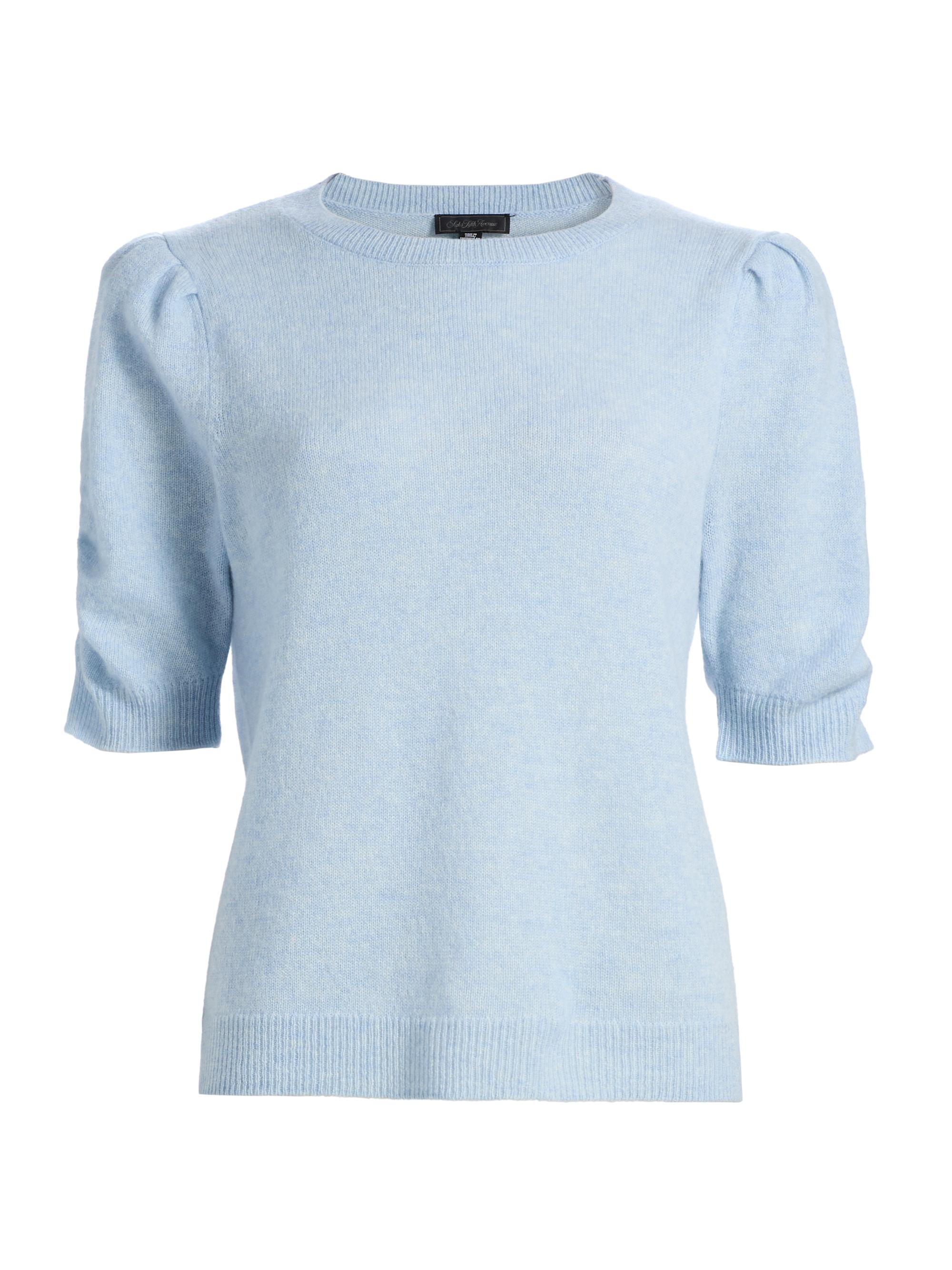 Saks Fifth Avenue Women's Pleated Cashmere Sweater - Blue Sky Heather