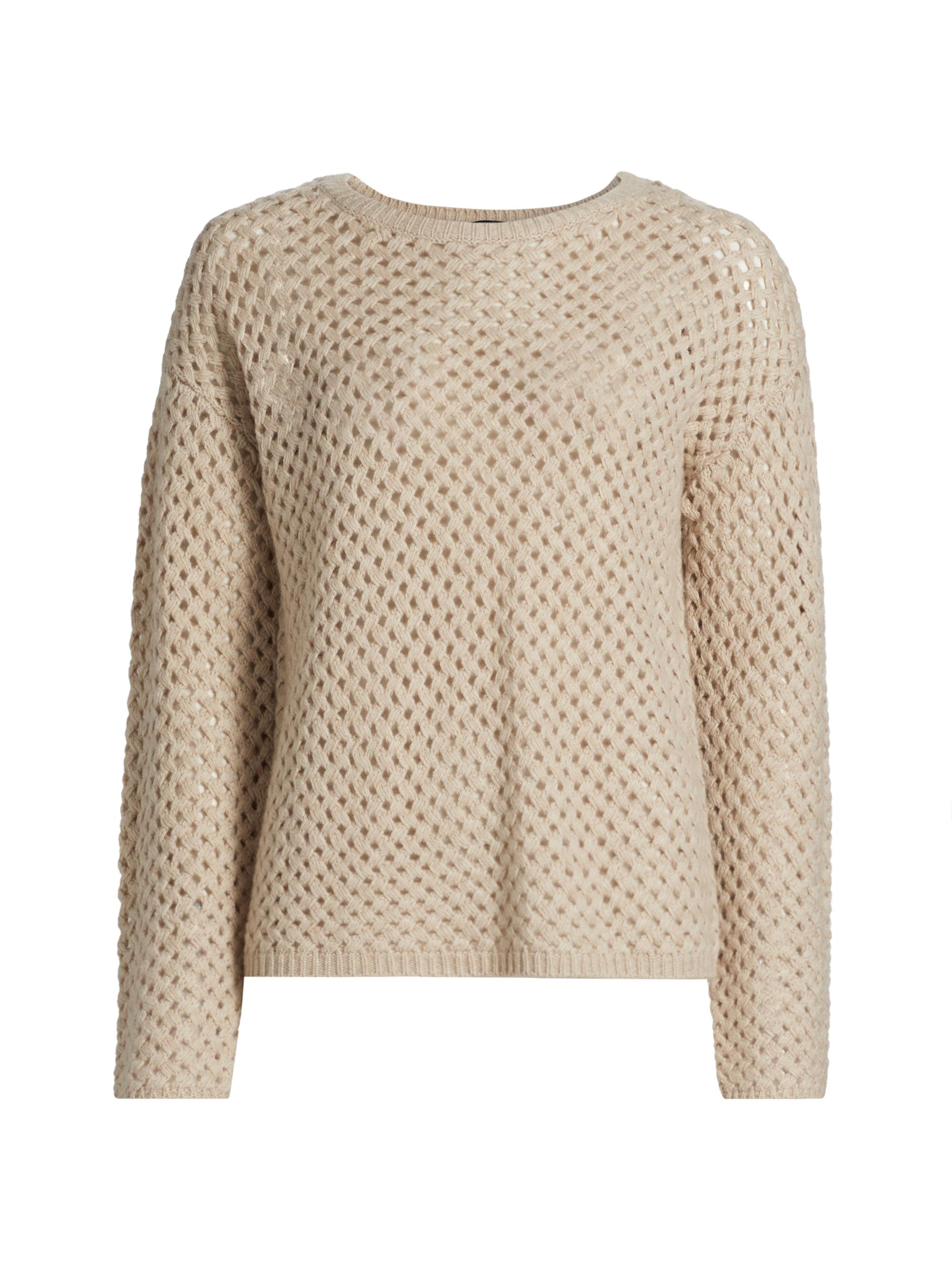Saks Fifth Avenue Women's Open-Knit Cashmere Sweater - Creamy Heather