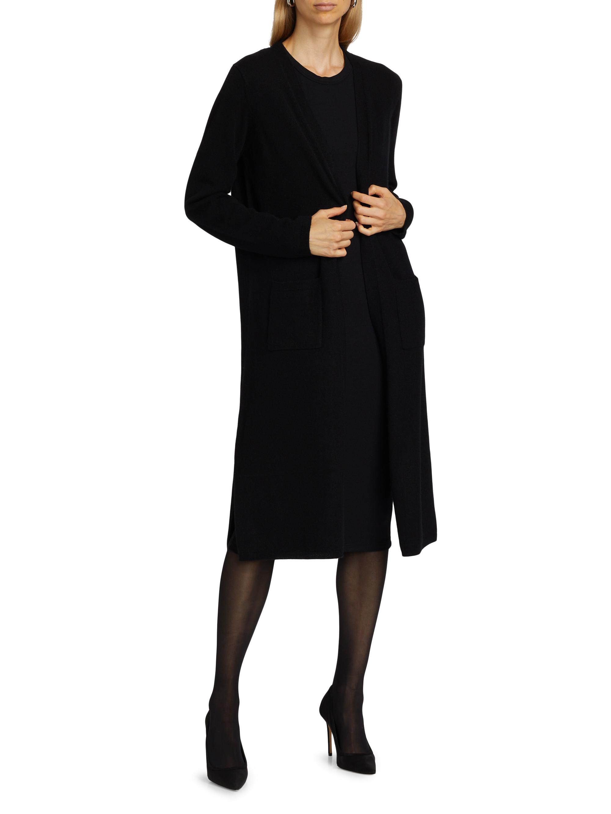 black cardigan for dress EVE BLACK KNIT MIDI CARDIGAN – DISSH main image 0