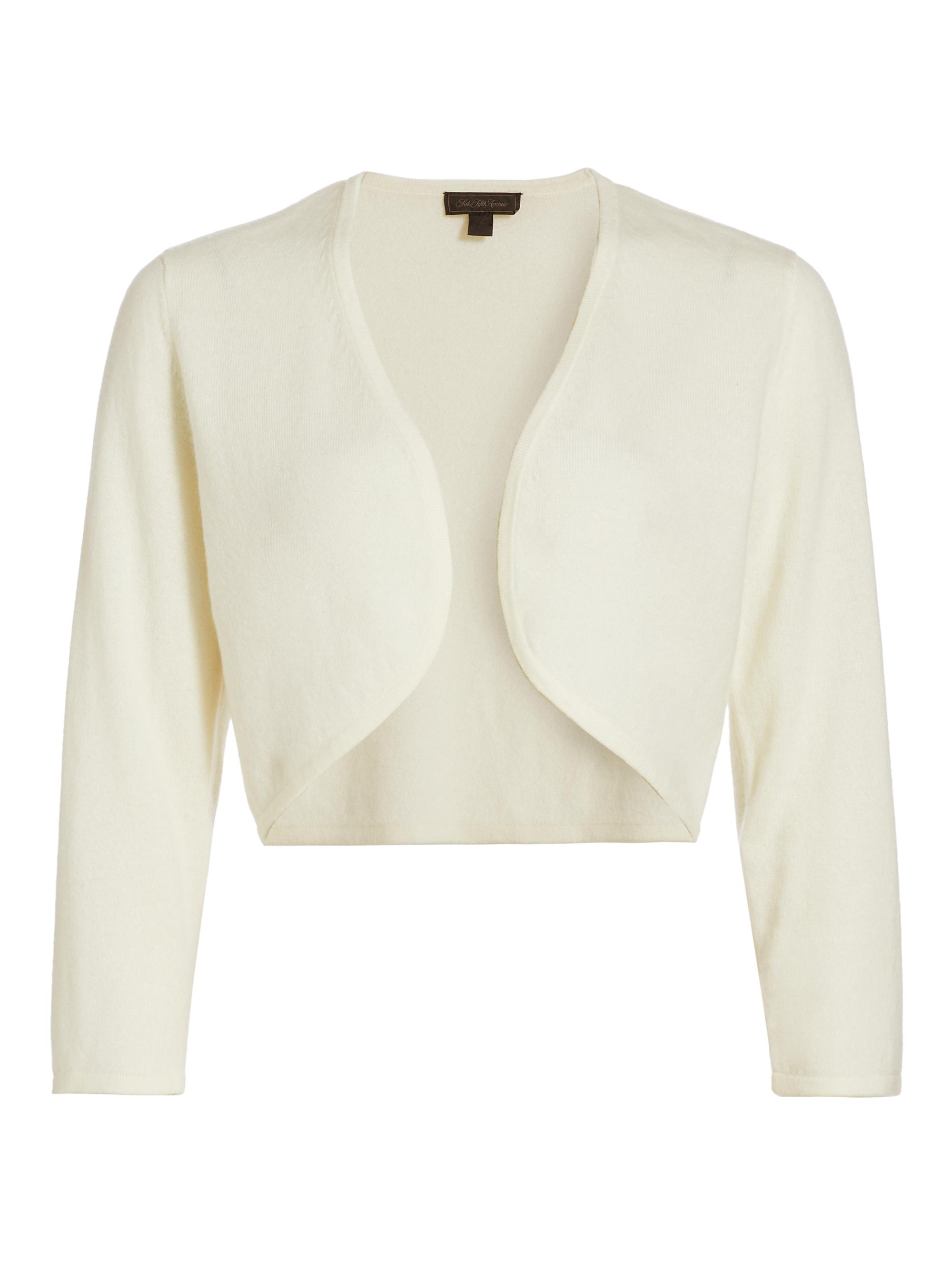 Saks Fifth Avenue Women's COLLECTION Cashmere Cropped Open Bolero Cardigan - Frost White
