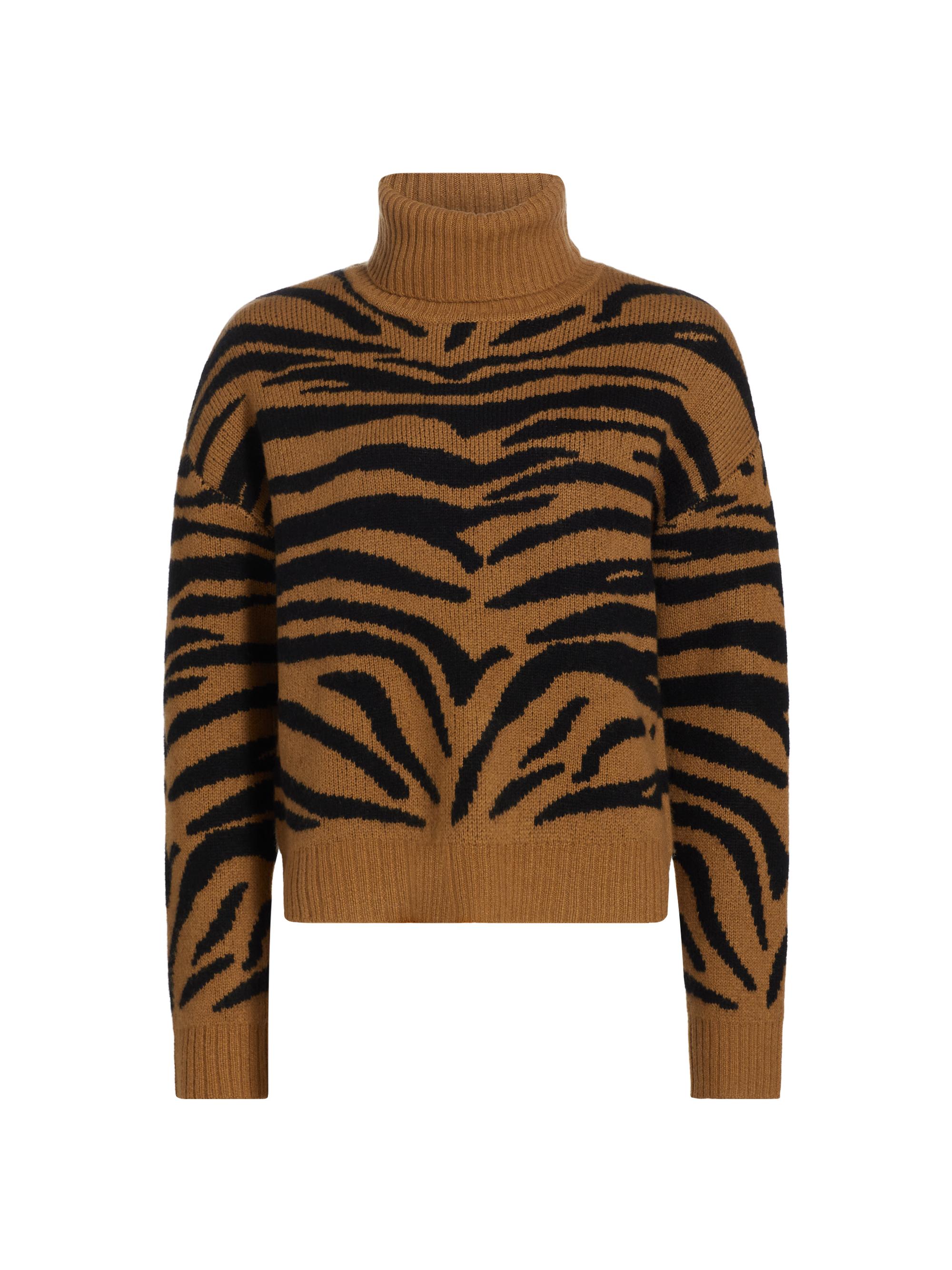 Saks Fifth Avenue Women's COLLECTION Cashmere Tiger Jacquard Turtleneck Sweater - Macchiato