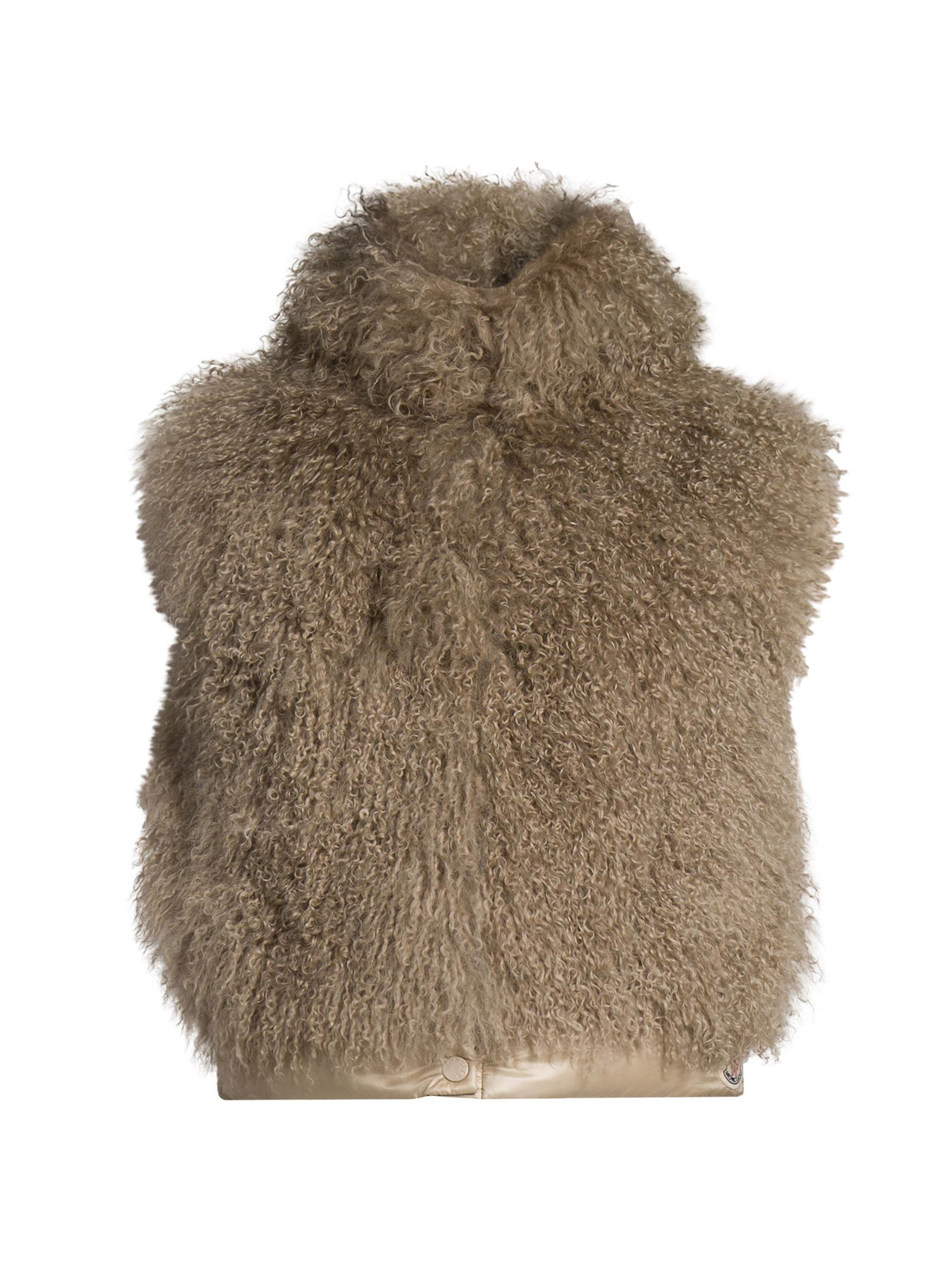 Moncler Women's Ermione Long Haired Shearling Vest - Brown