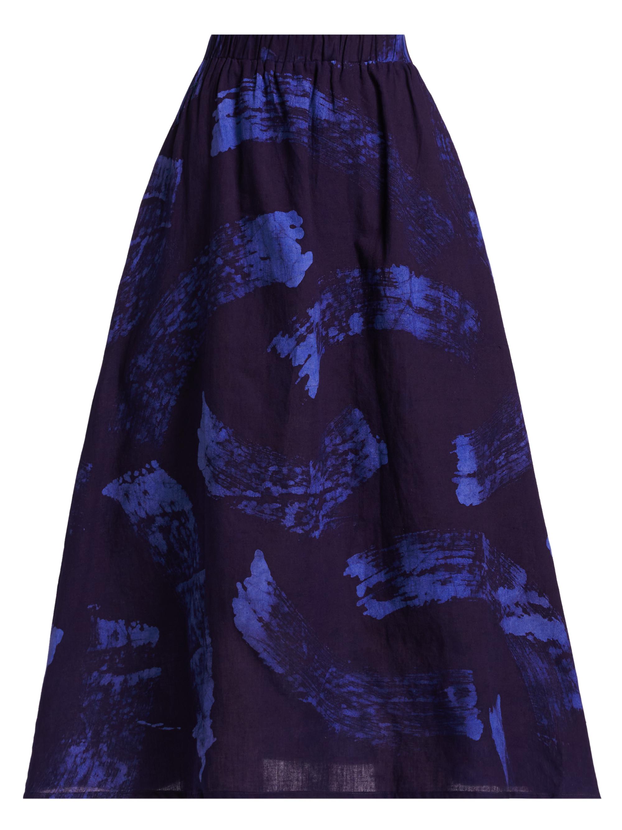 Elisamama Women's Ayoka Abstract Cotton Midi-Skirt - Blue
